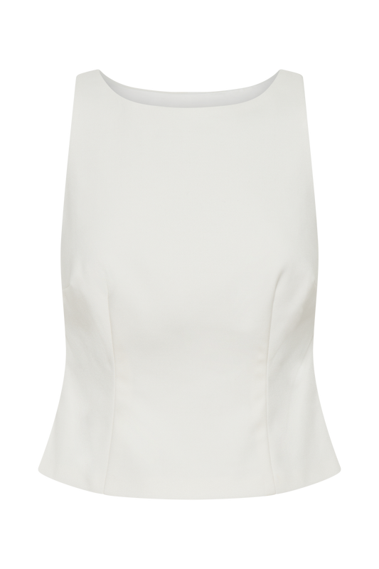 Brigette Boat Neck Longline Top - Ivory