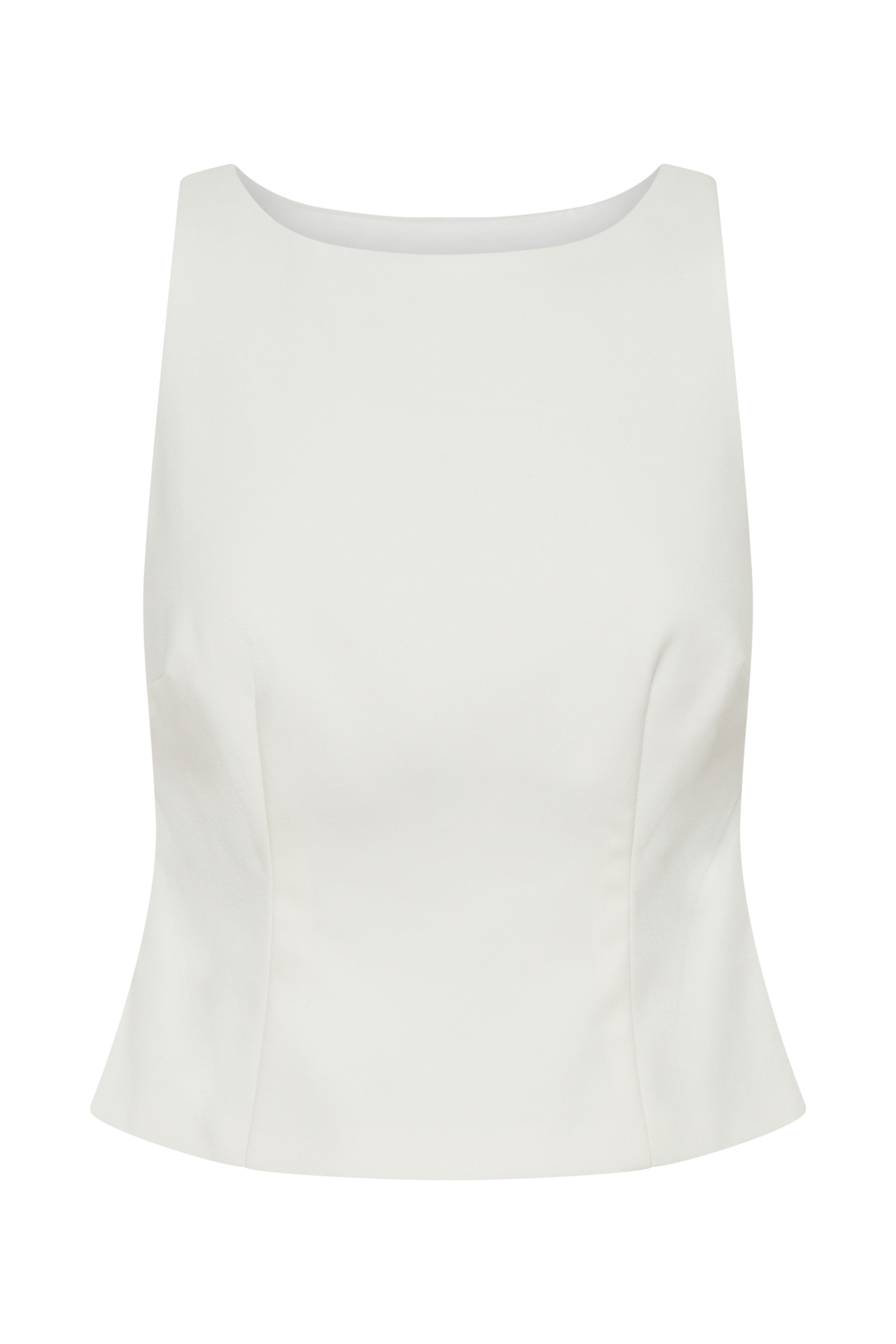Brigette Boat Neck Longline Top - Ivory #9