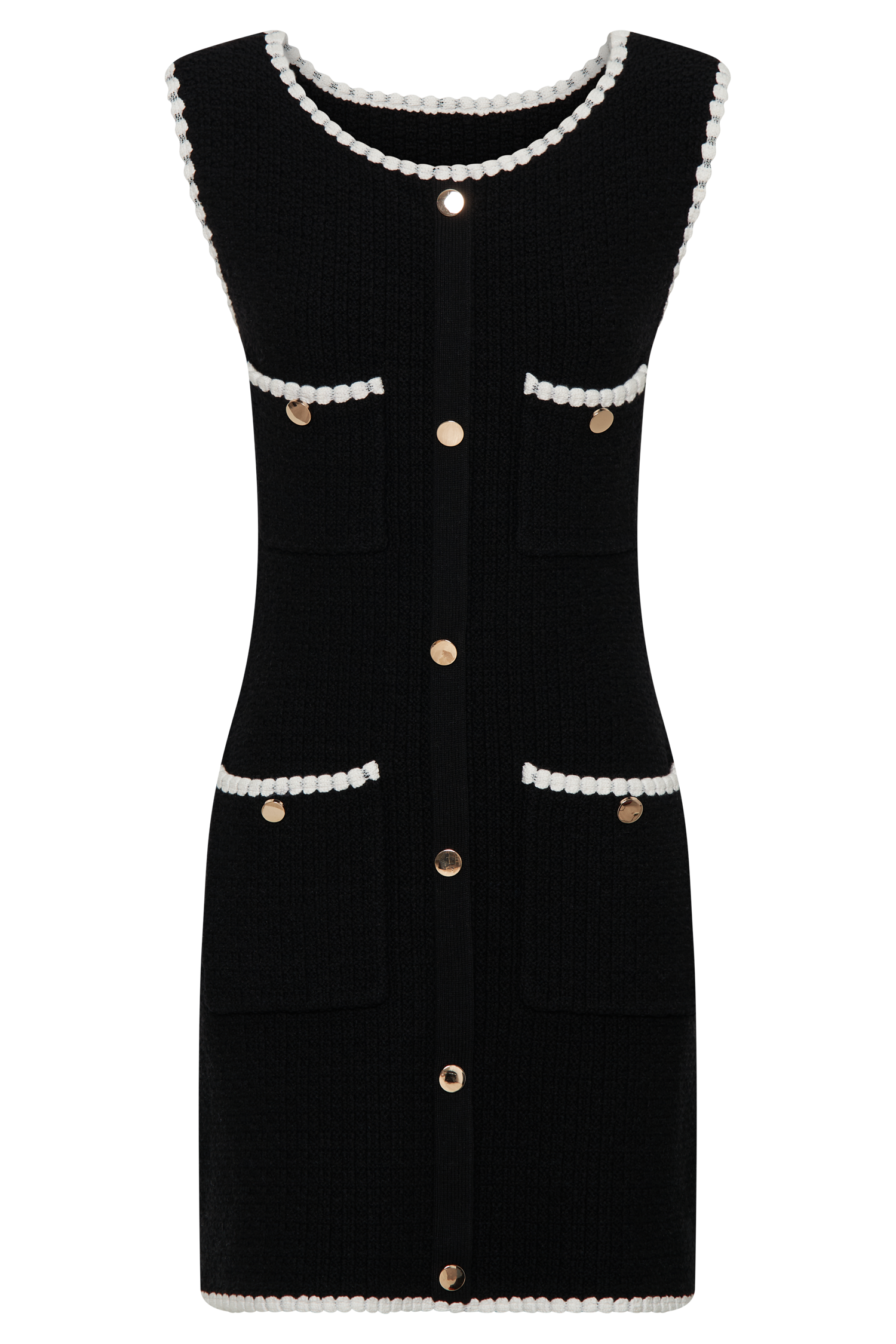 Mia Contrast Knit Mini Dress - Black/White #8