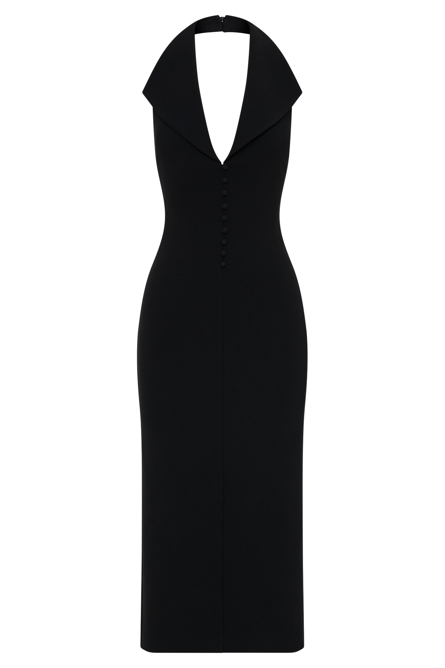 Annita Crepe Halter Midi Dress - Black