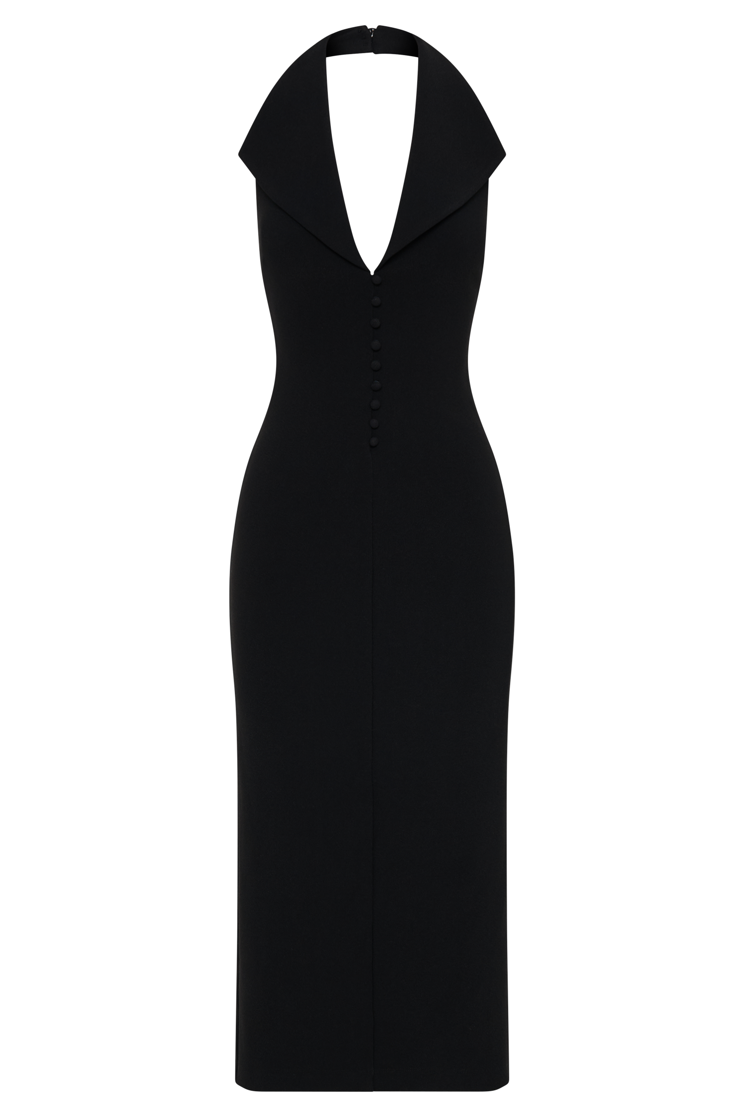Annita Crepe Halter Midi Dress - Black #8