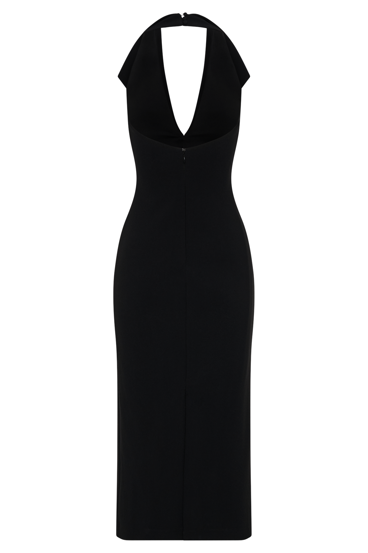 Annita Crepe Halter Midi Dress - Black #7