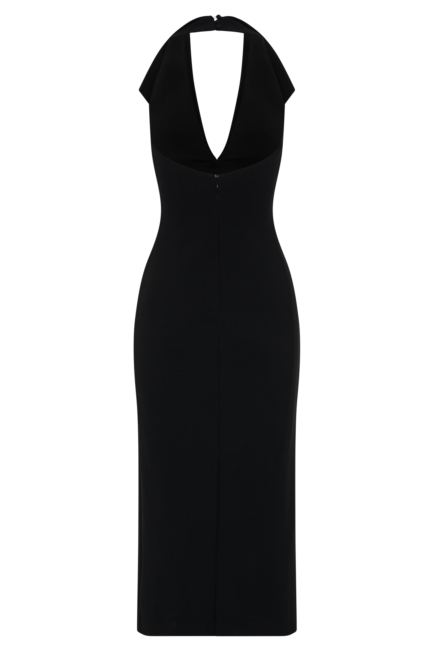 Annita Crepe Halter Midi Dress - Black #7