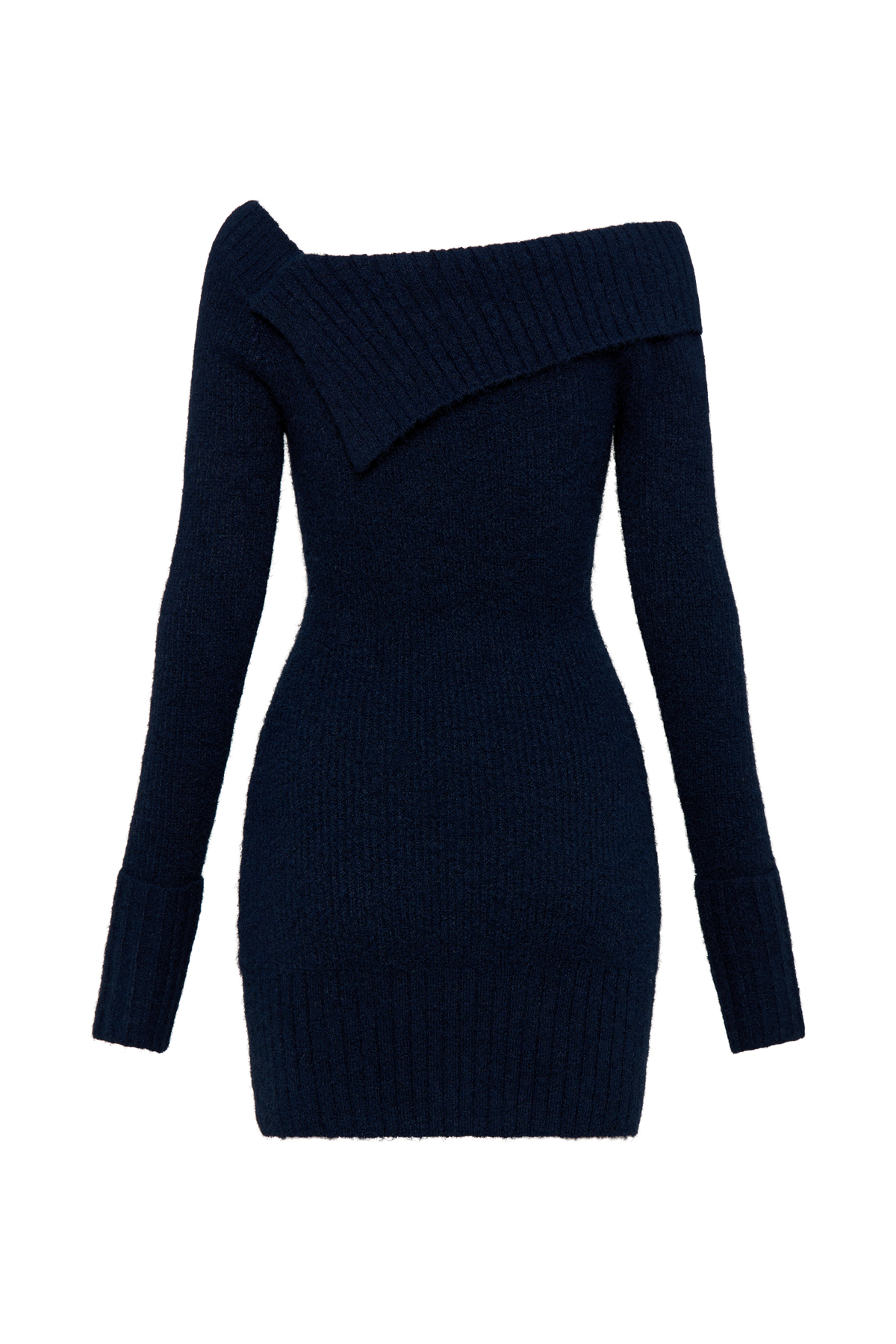 Stephanie Asymmetric Knit Mini Dress - Dark Navy #9