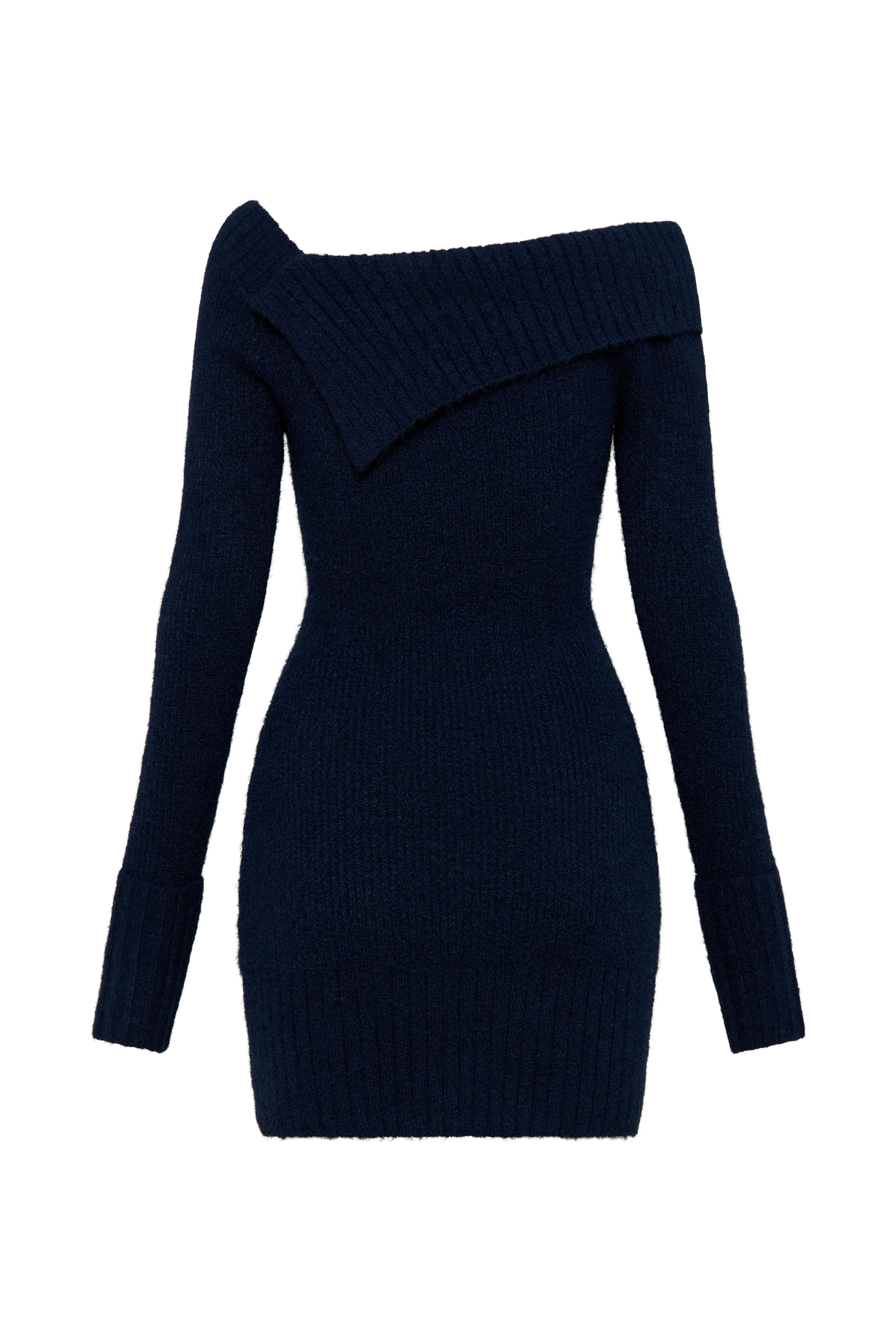 Stephanie Asymmetric Knit Mini Dress - Dark Navy #9