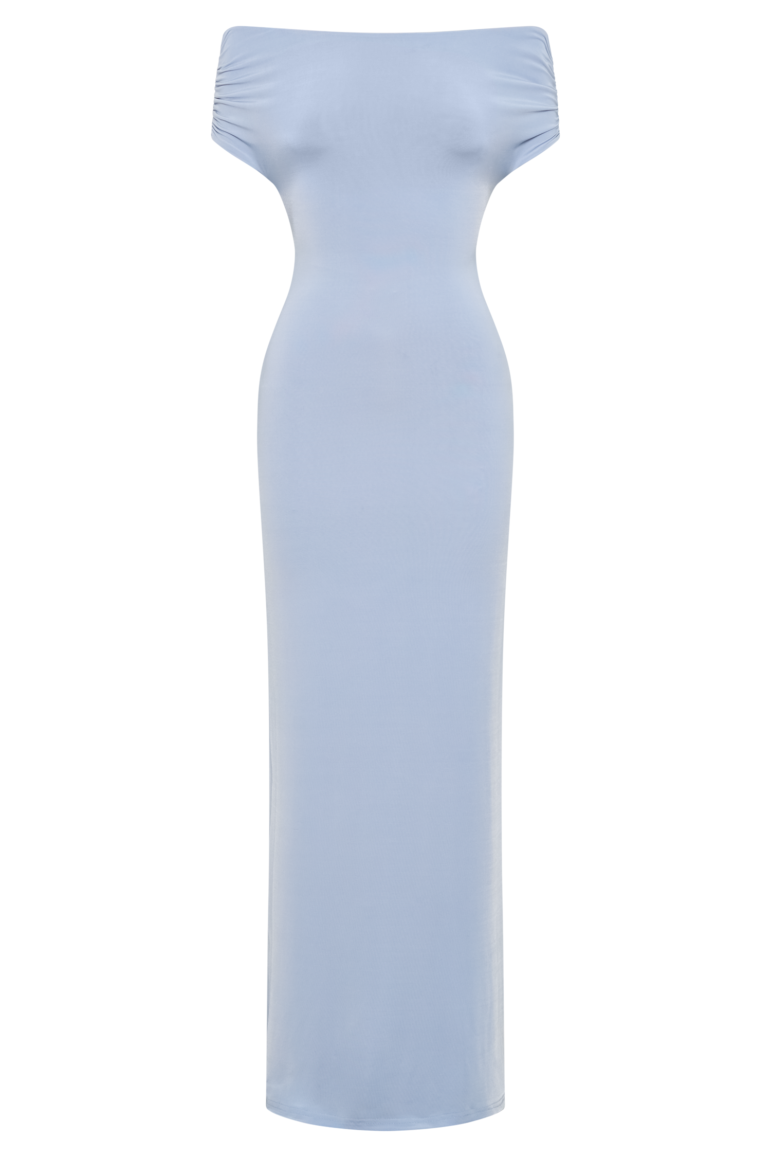 Imogen Off Shoulder Slinky Maxi Dress - Dusty Blue #7