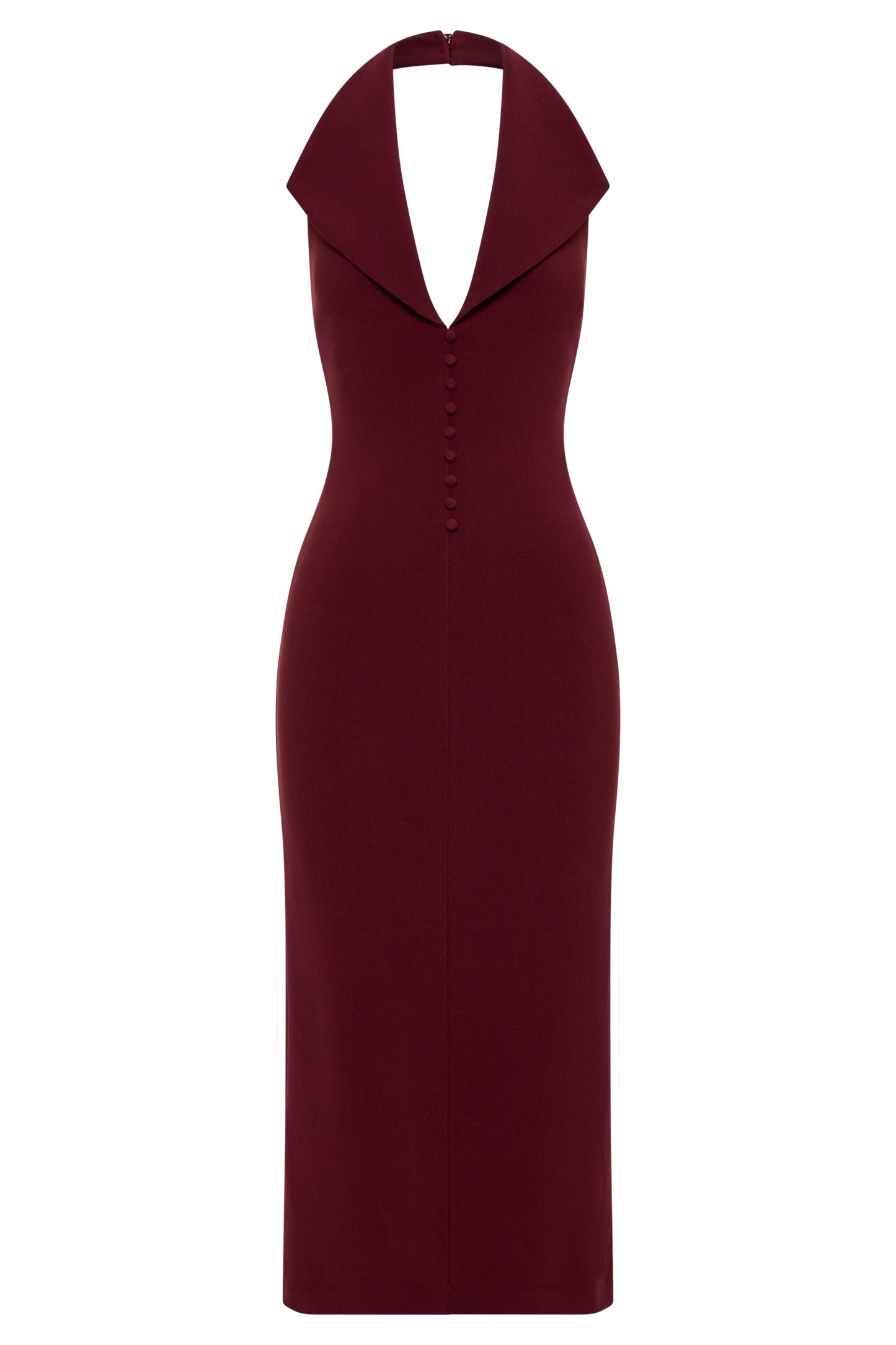 Annita Crepe Halter Midi Dress - Merlot