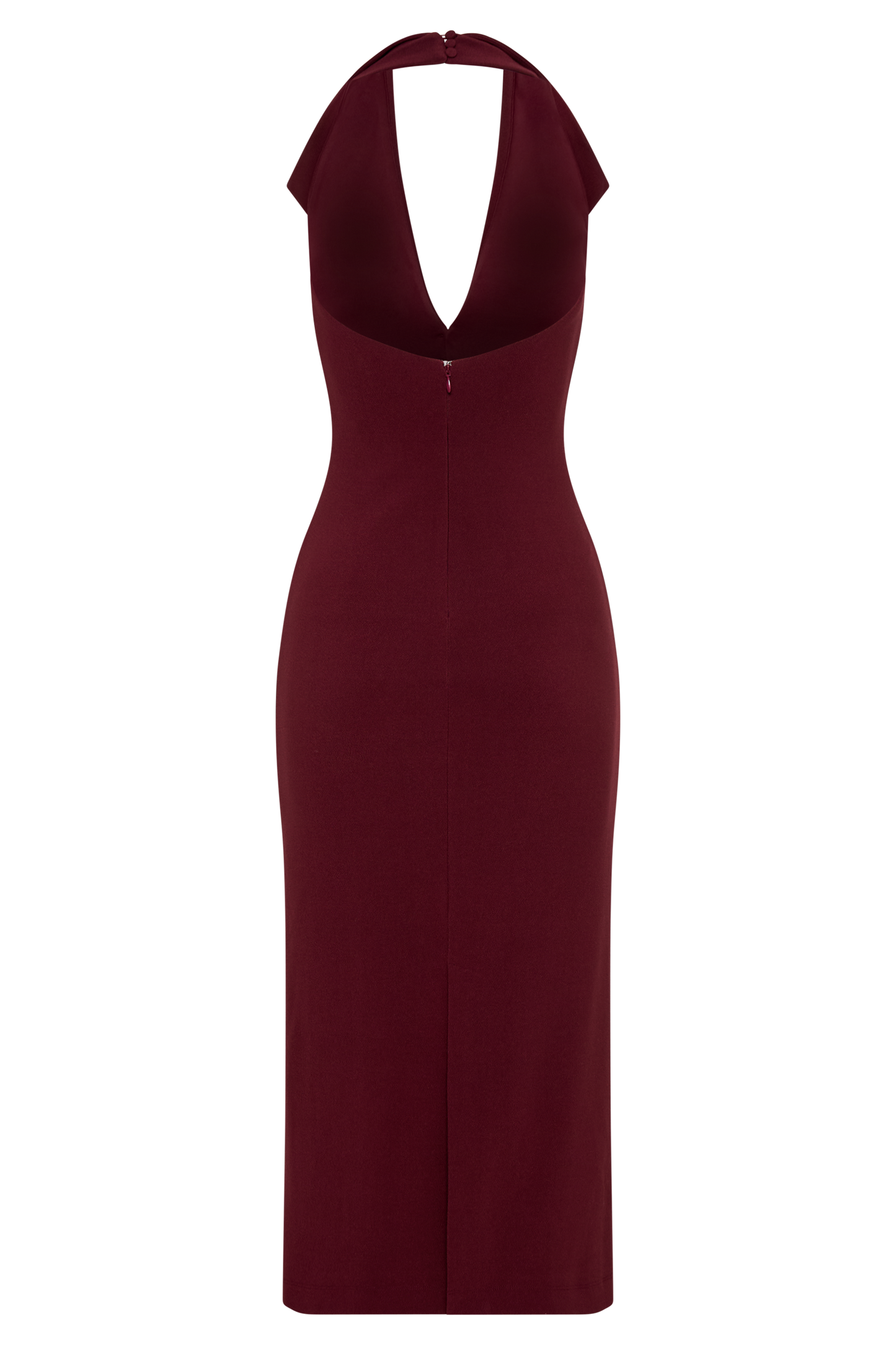 Annita Crepe Halter Midi Dress - Merlot