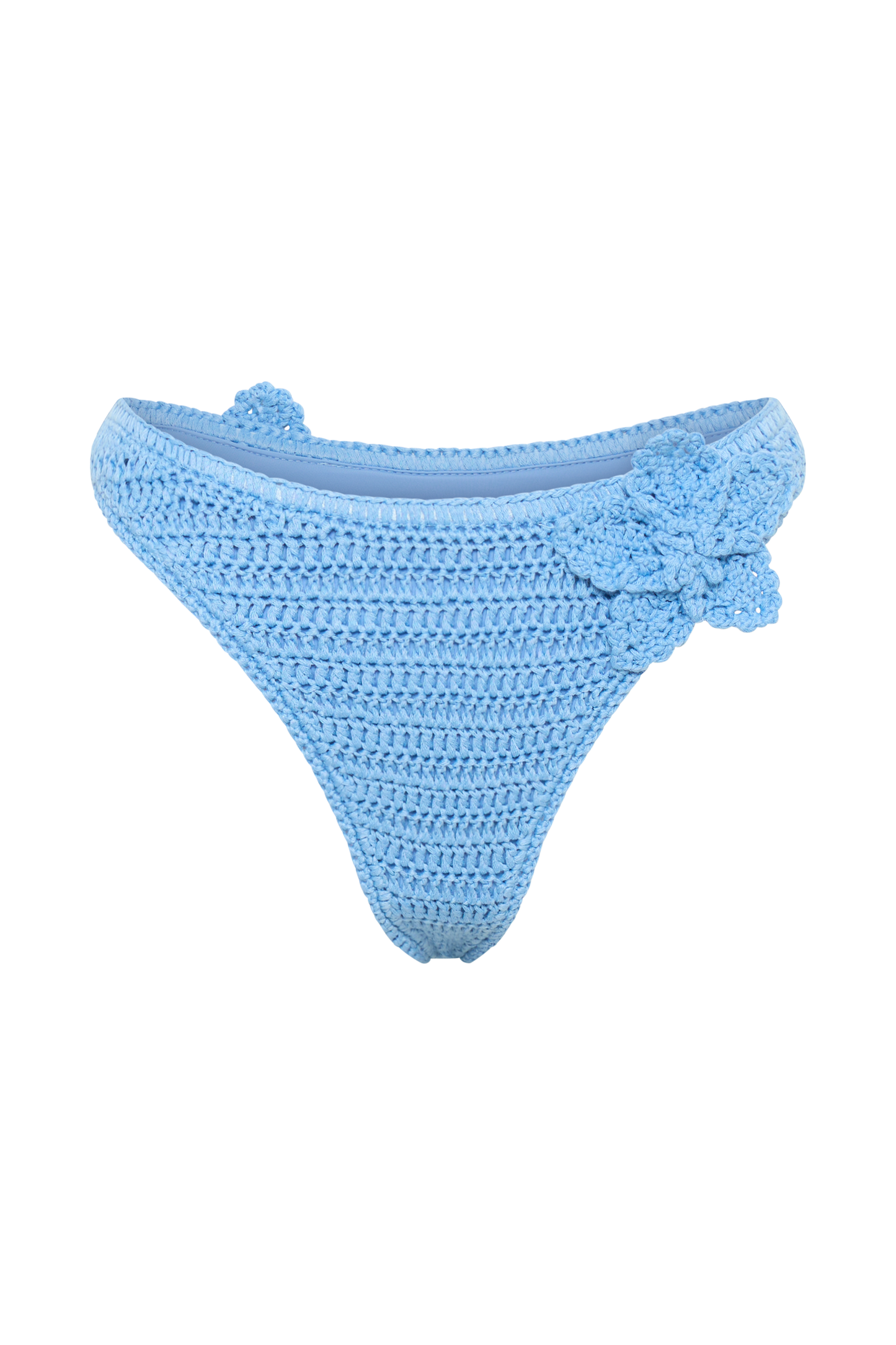 Skye Floral Crochet Tie Up Bikini Bottom - Cornflower Blue