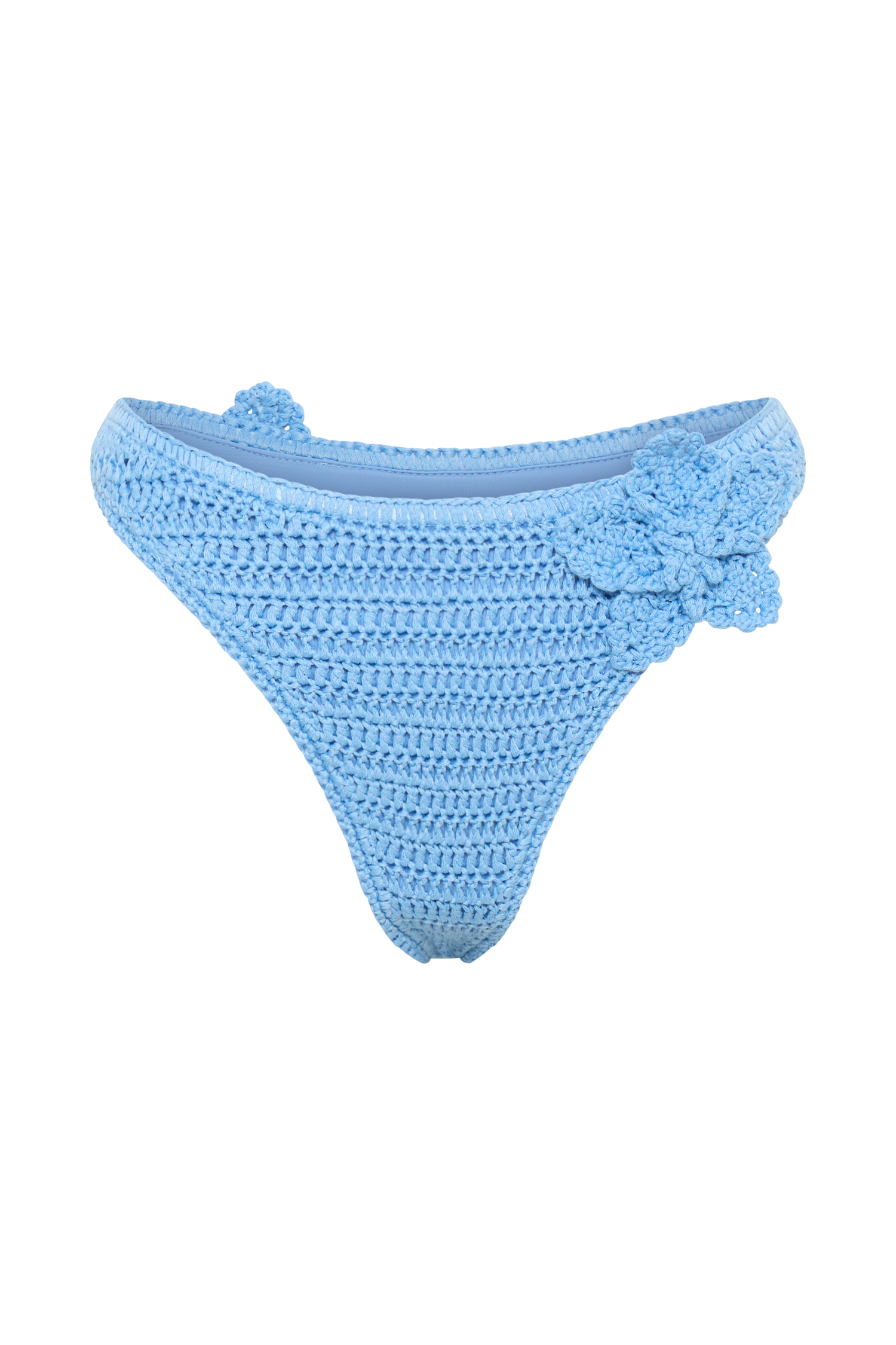 Skye Floral Crochet Tie Up Bikini Bottom - Cornflower Blue #11