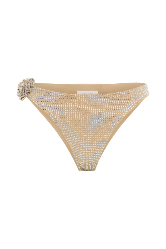 Valencia Rose Diamante Bikini Bottom - Nude