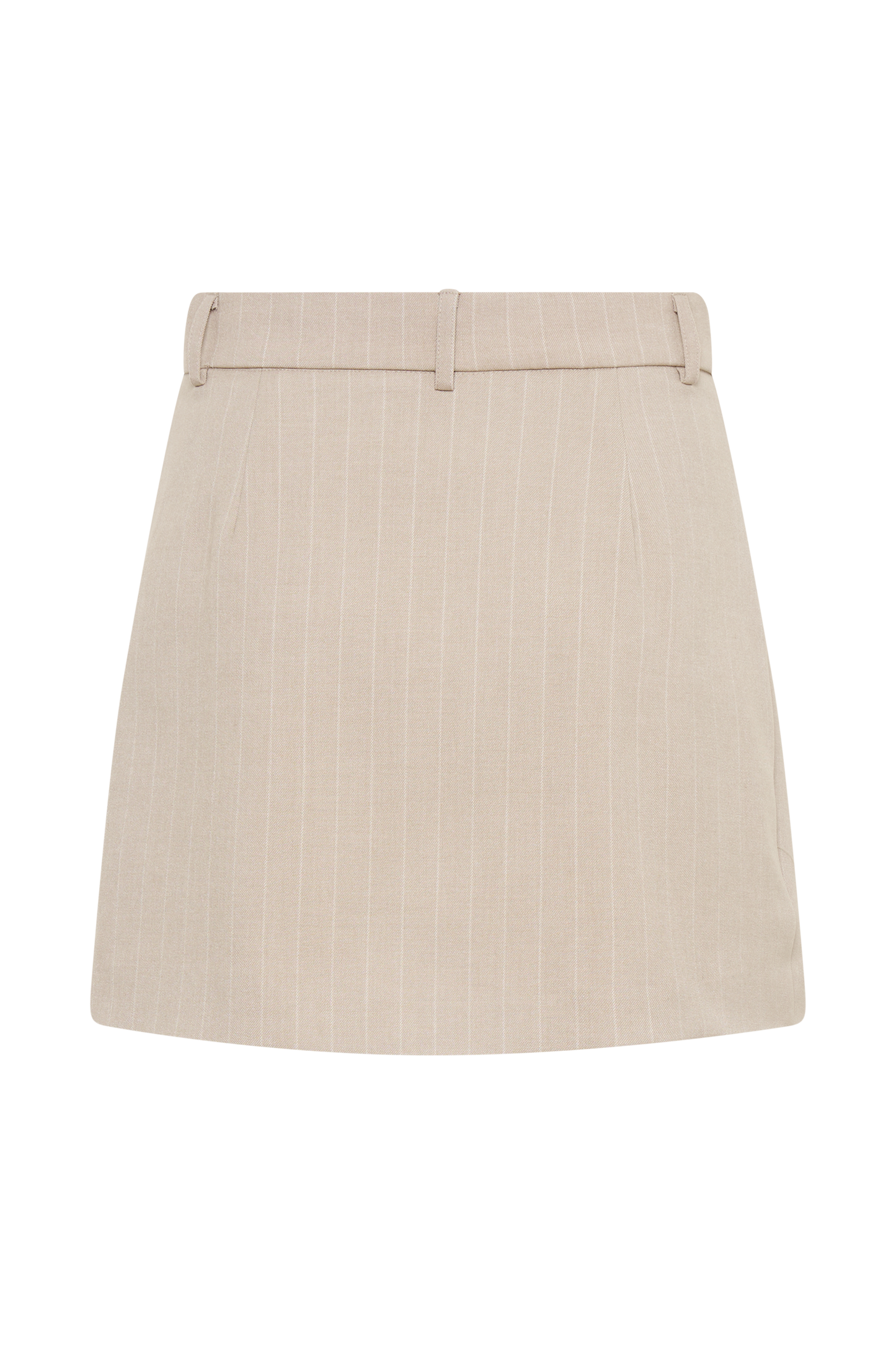 Tracey Suiting Mini Skirt - Taupe Pinstripe