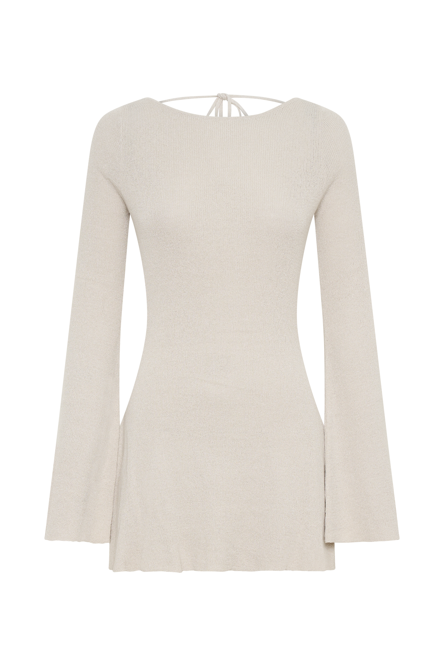 Zahra Long Sleeve Open Back Mini Knit Dress - Grey #8
