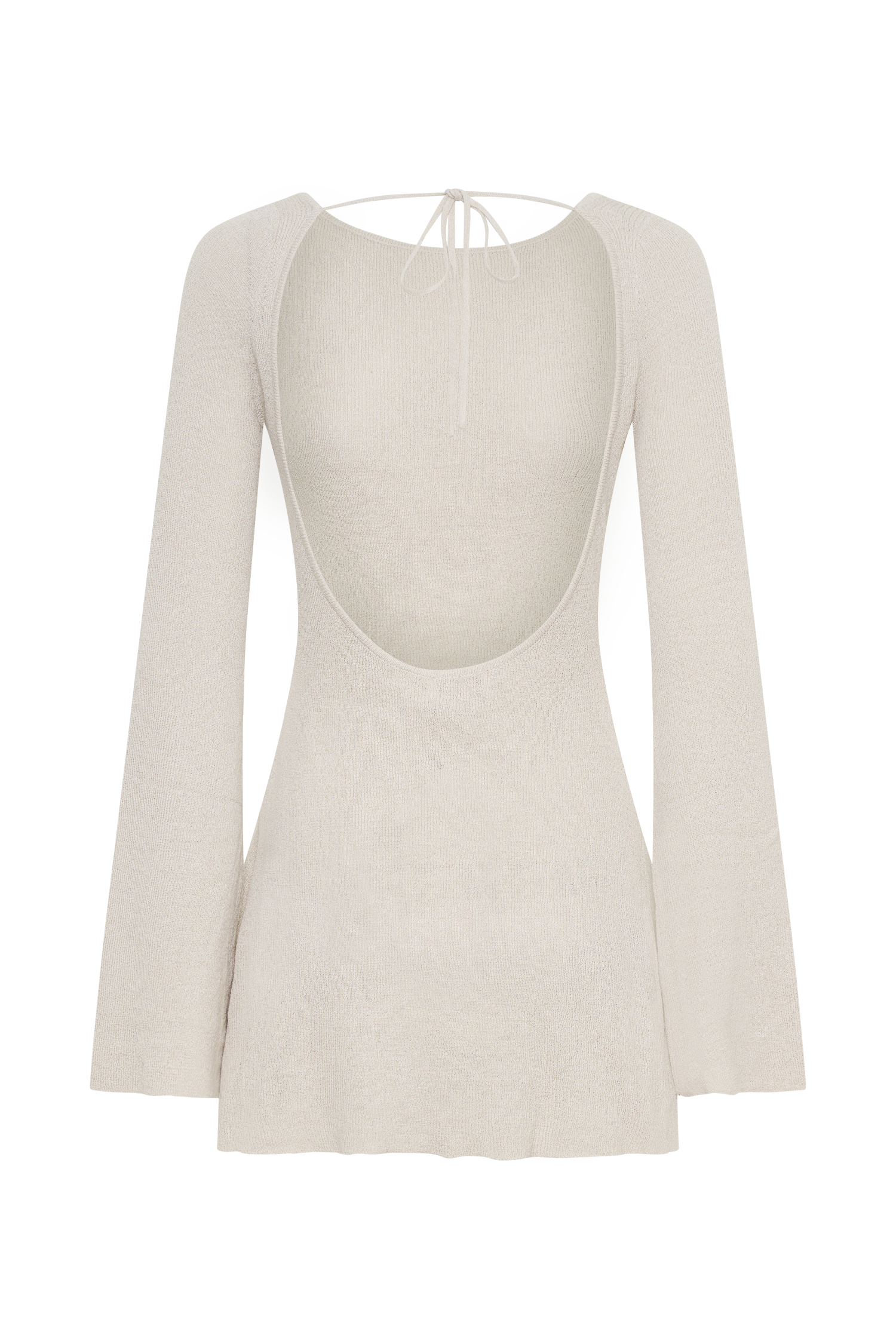 Zahra Long Sleeve Open Back Mini Knit Dress - Grey #7