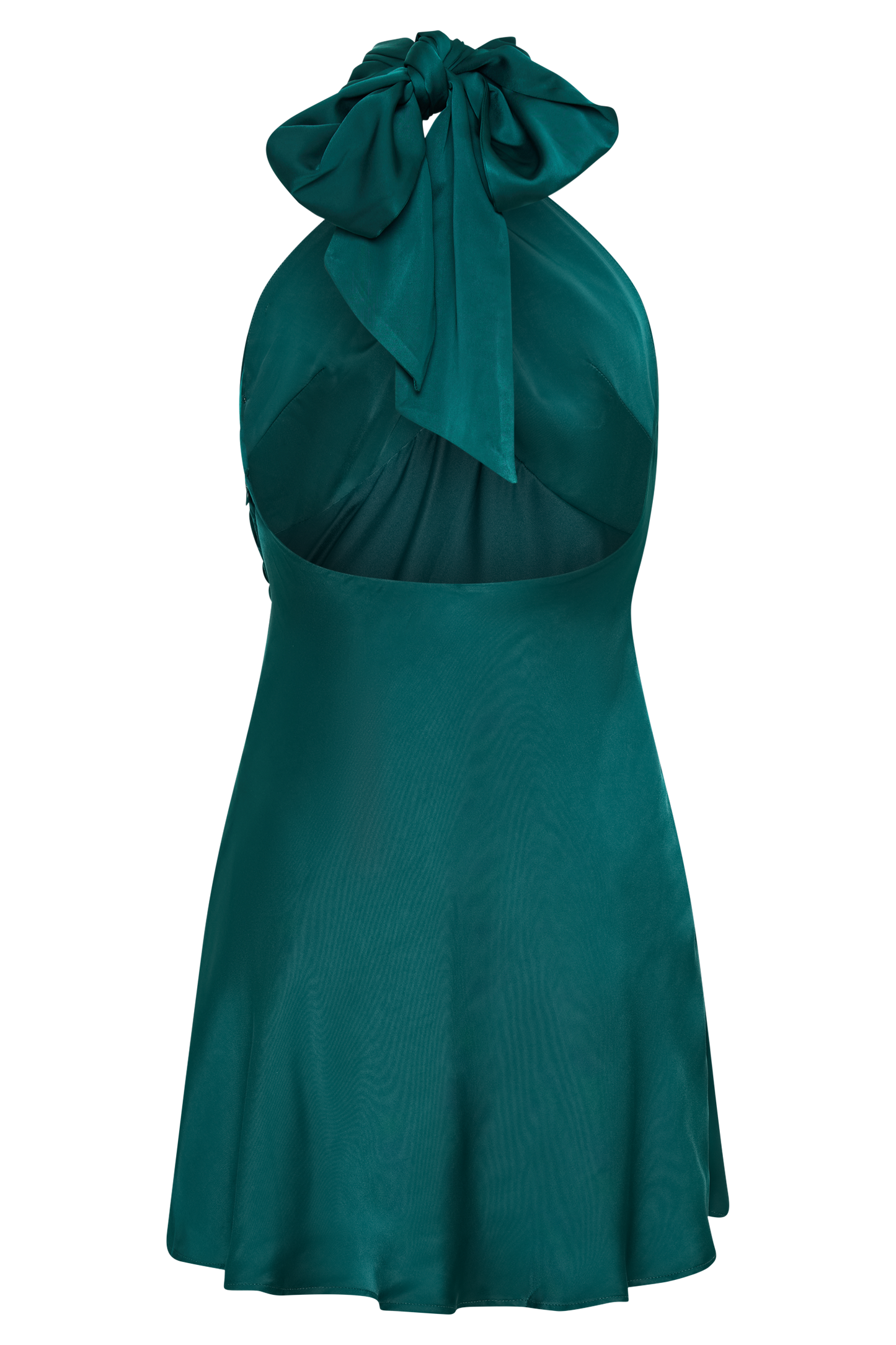 Francine Satin Halter Mini Dress - Forest Green