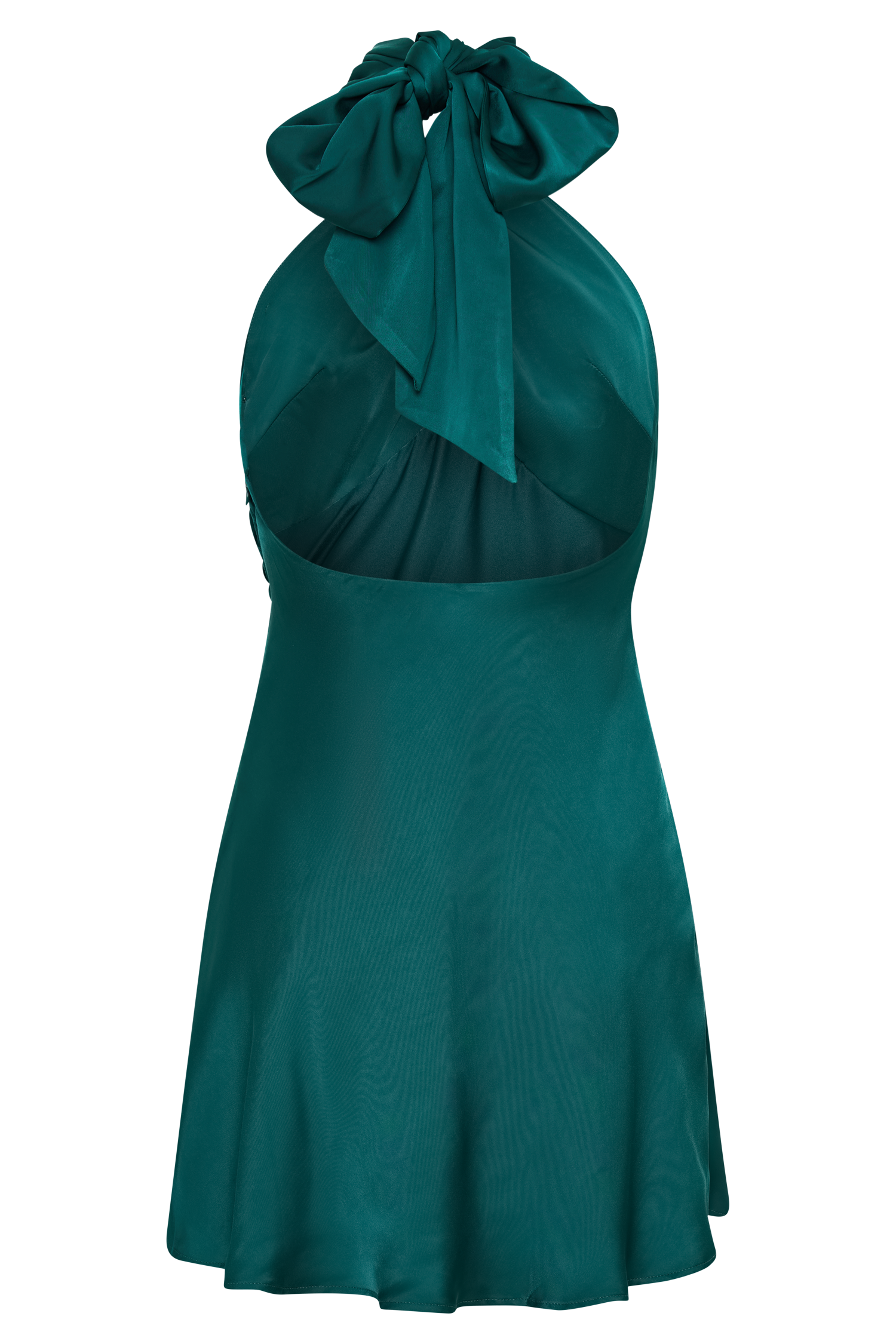 Francine Satin Halter Mini Dress - Forest Green #9