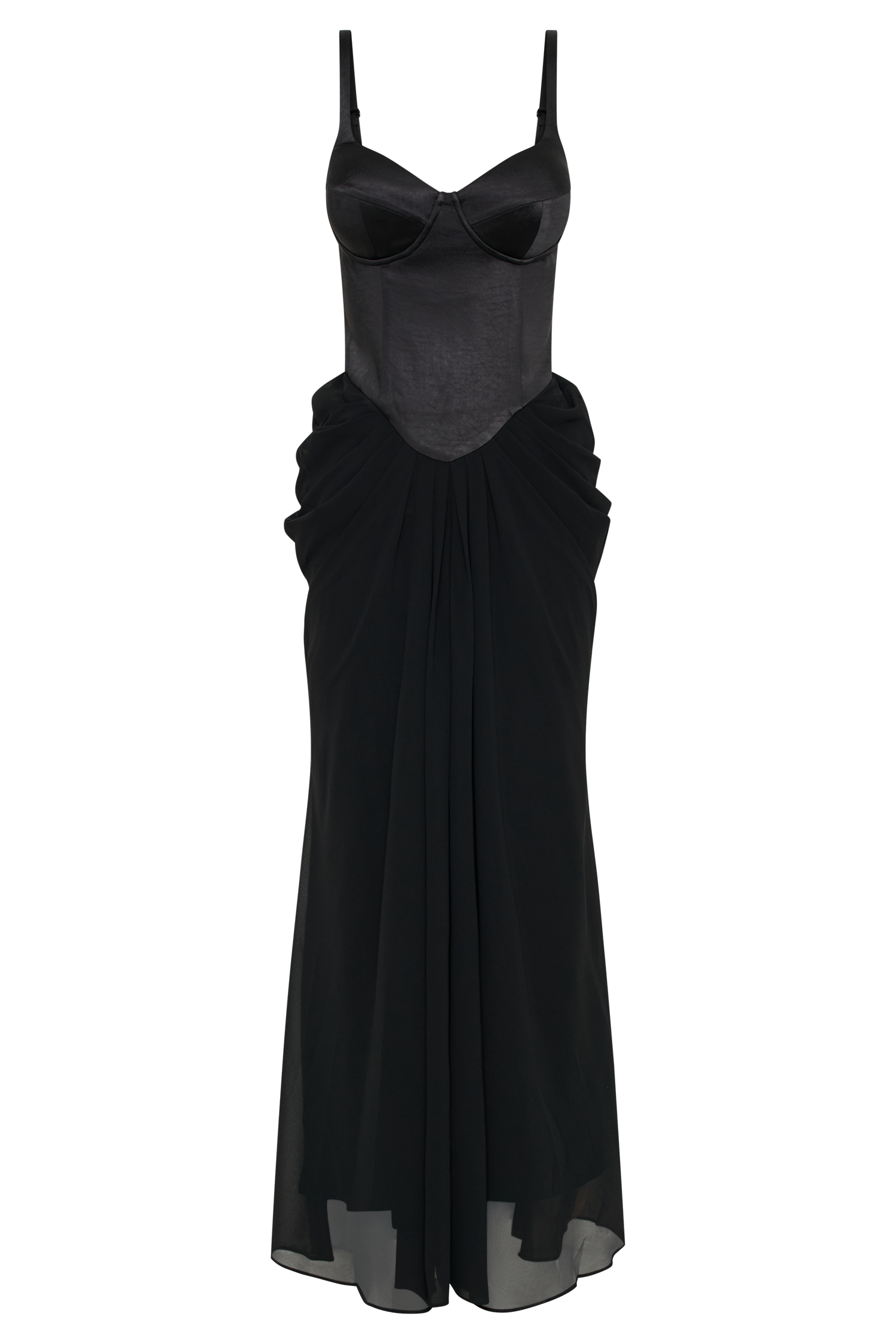 Leila Satin Corset Maxi Dress - Black #9