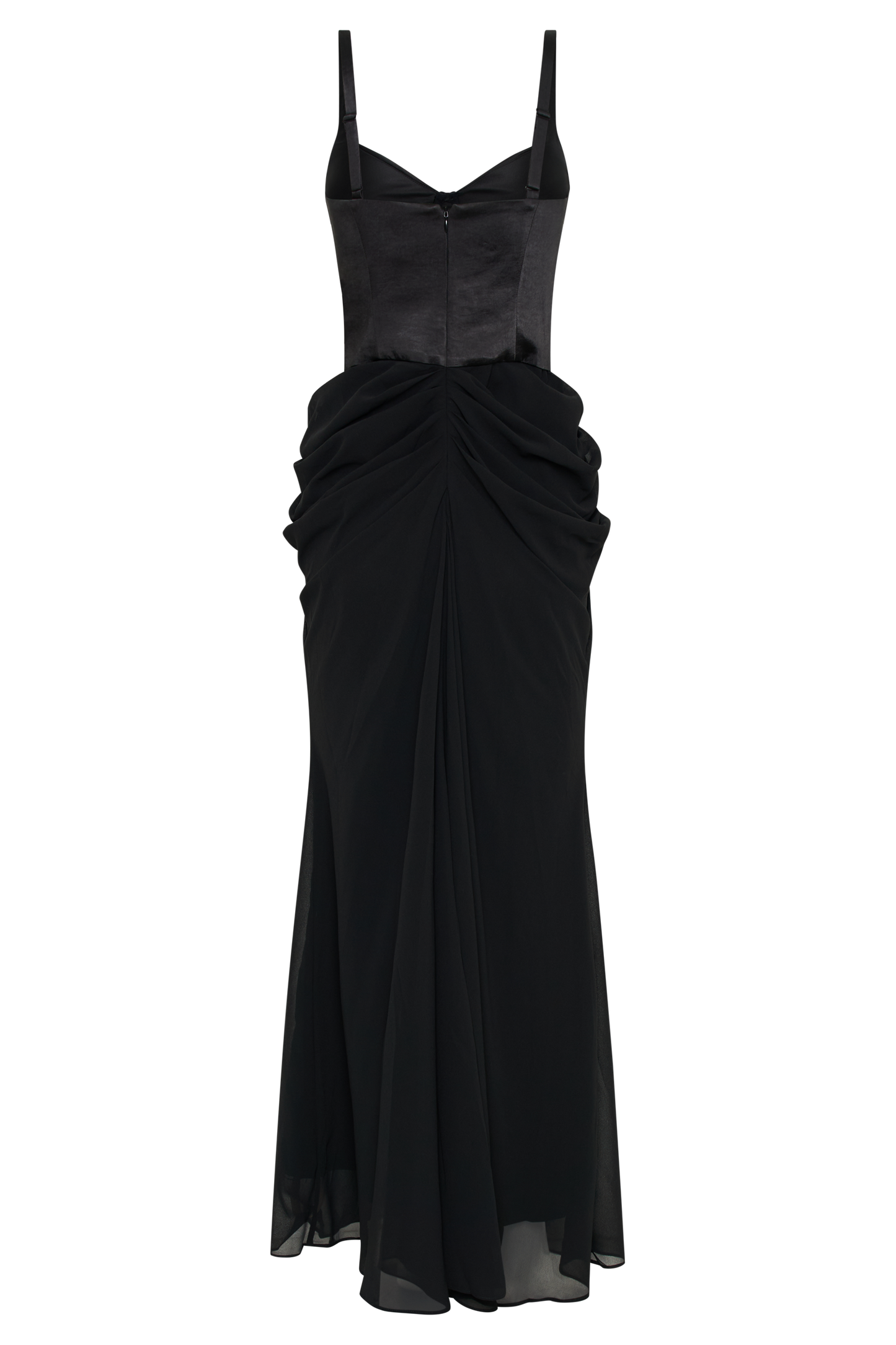 Leila Satin Corset Maxi Dress - Black