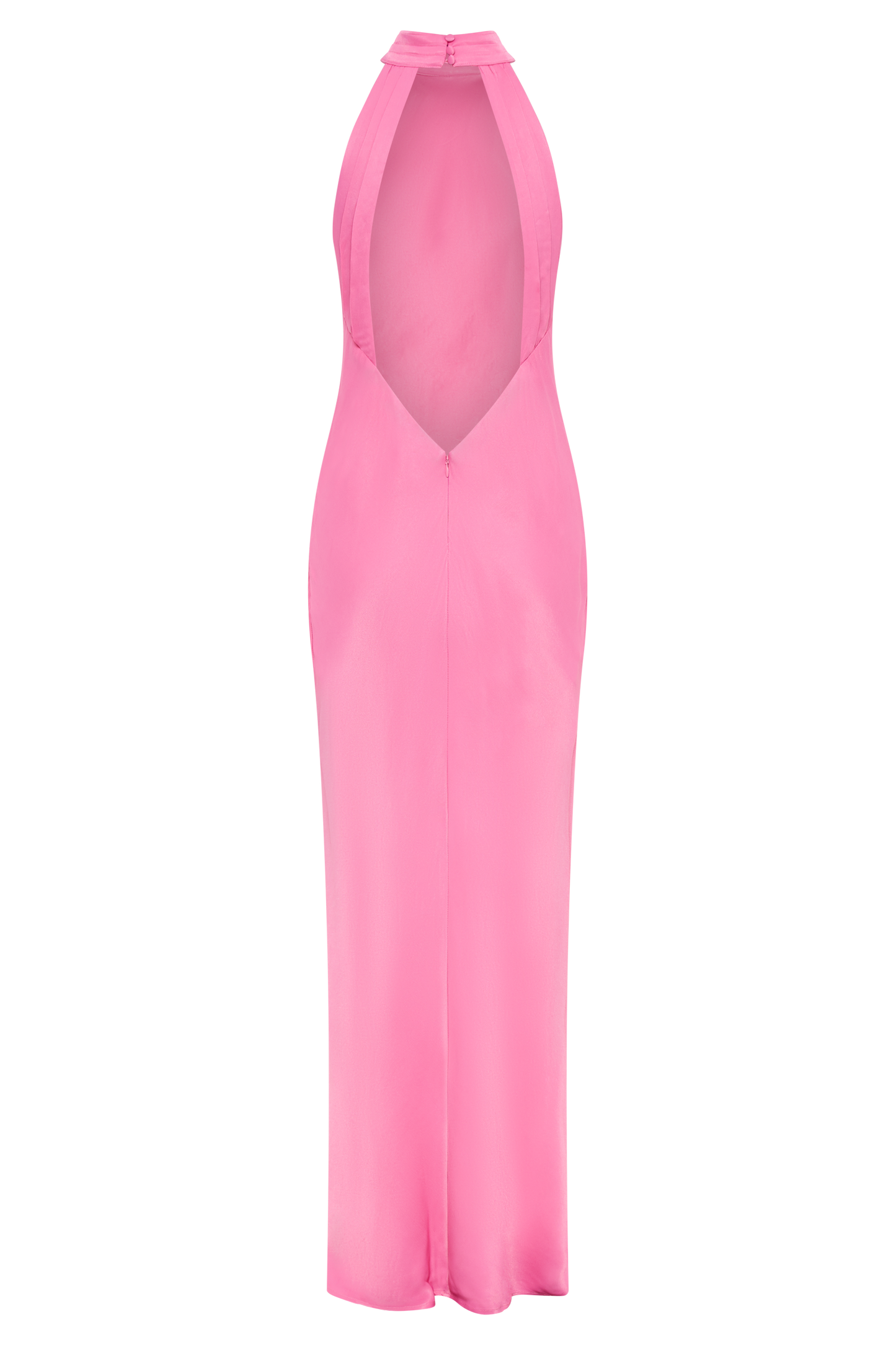 Claire Satin Drape Back Maxi Dress with Split - Pink