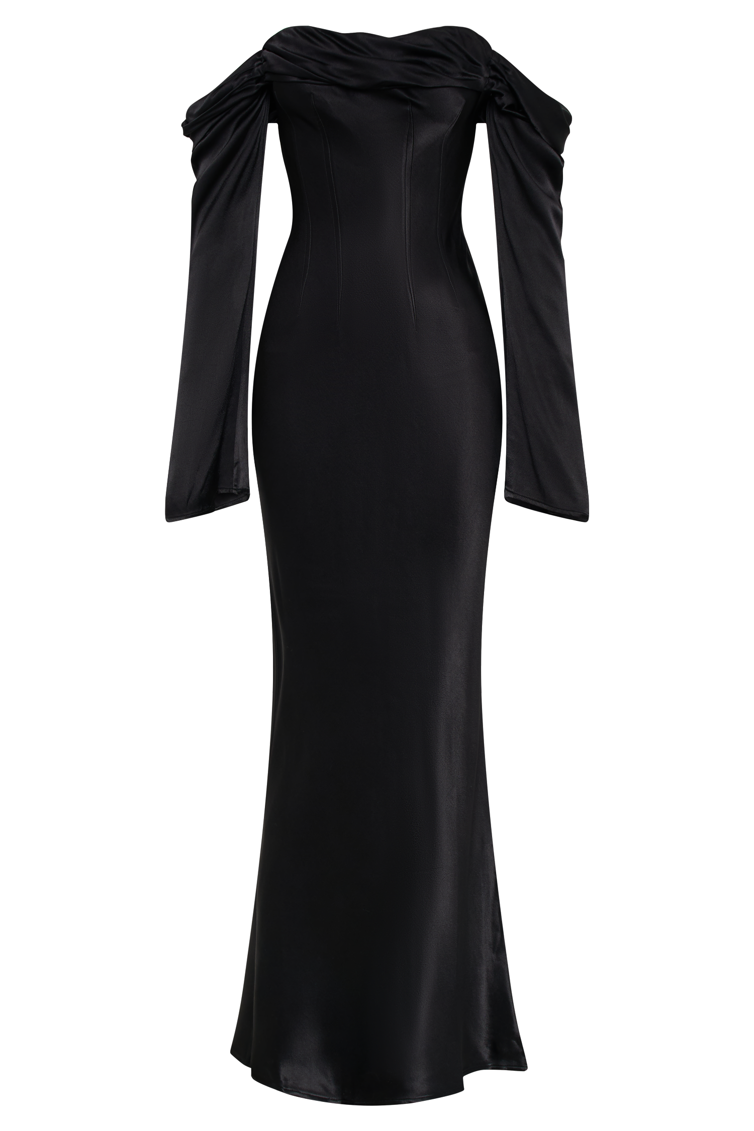 Giselle Off Shoulder Cowl Neck Maxi Dress - Black #9