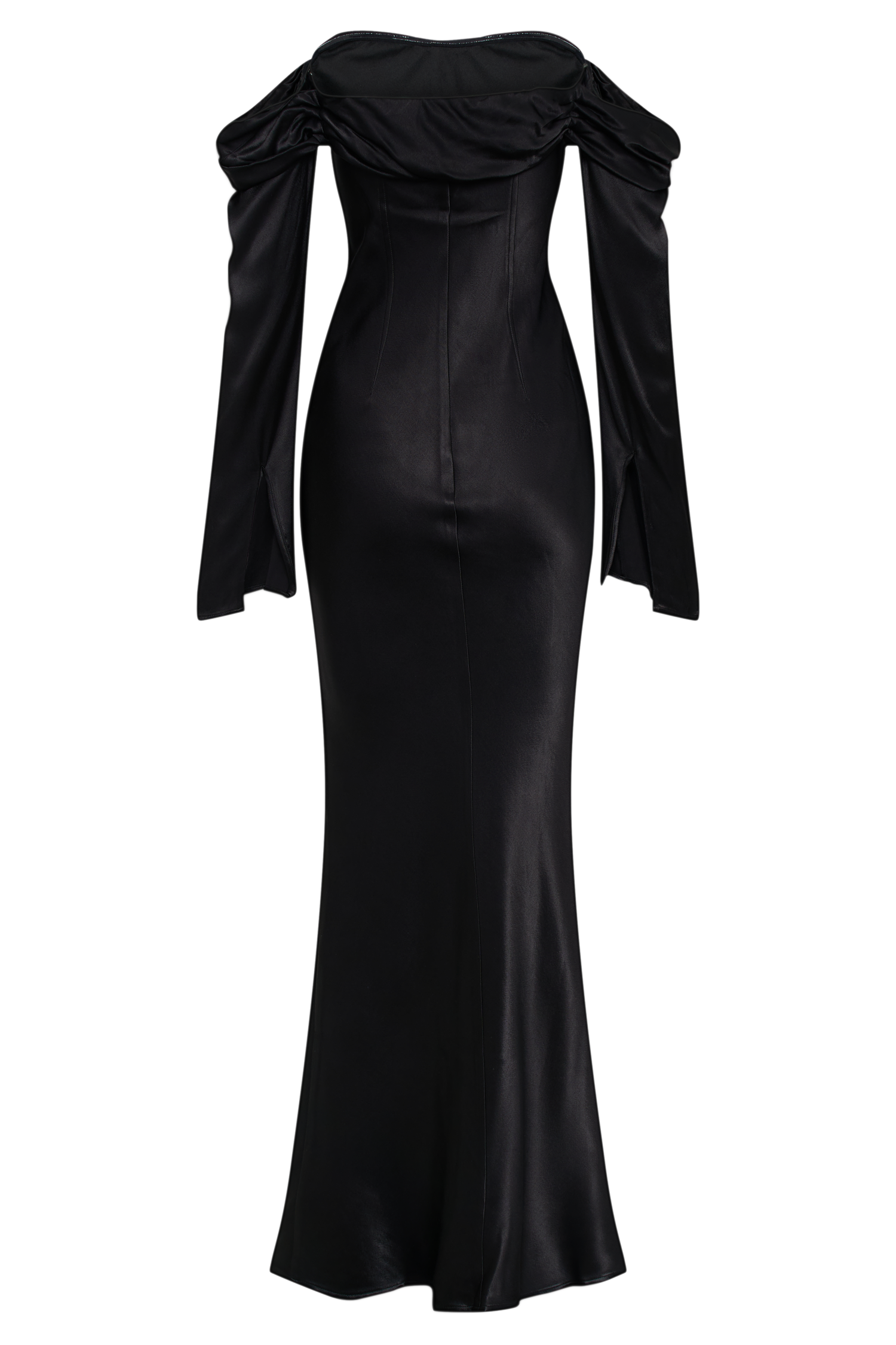 Giselle Off Shoulder Cowl Neck Maxi Dress - Black | MESHKI UK