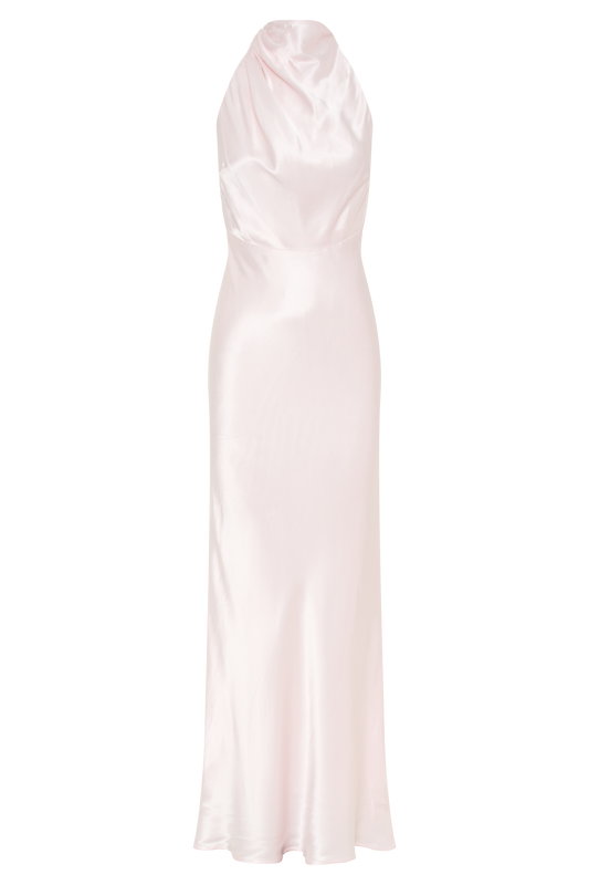 Esther Iridescent Satin Cowl Maxi Dress - Pale Pink