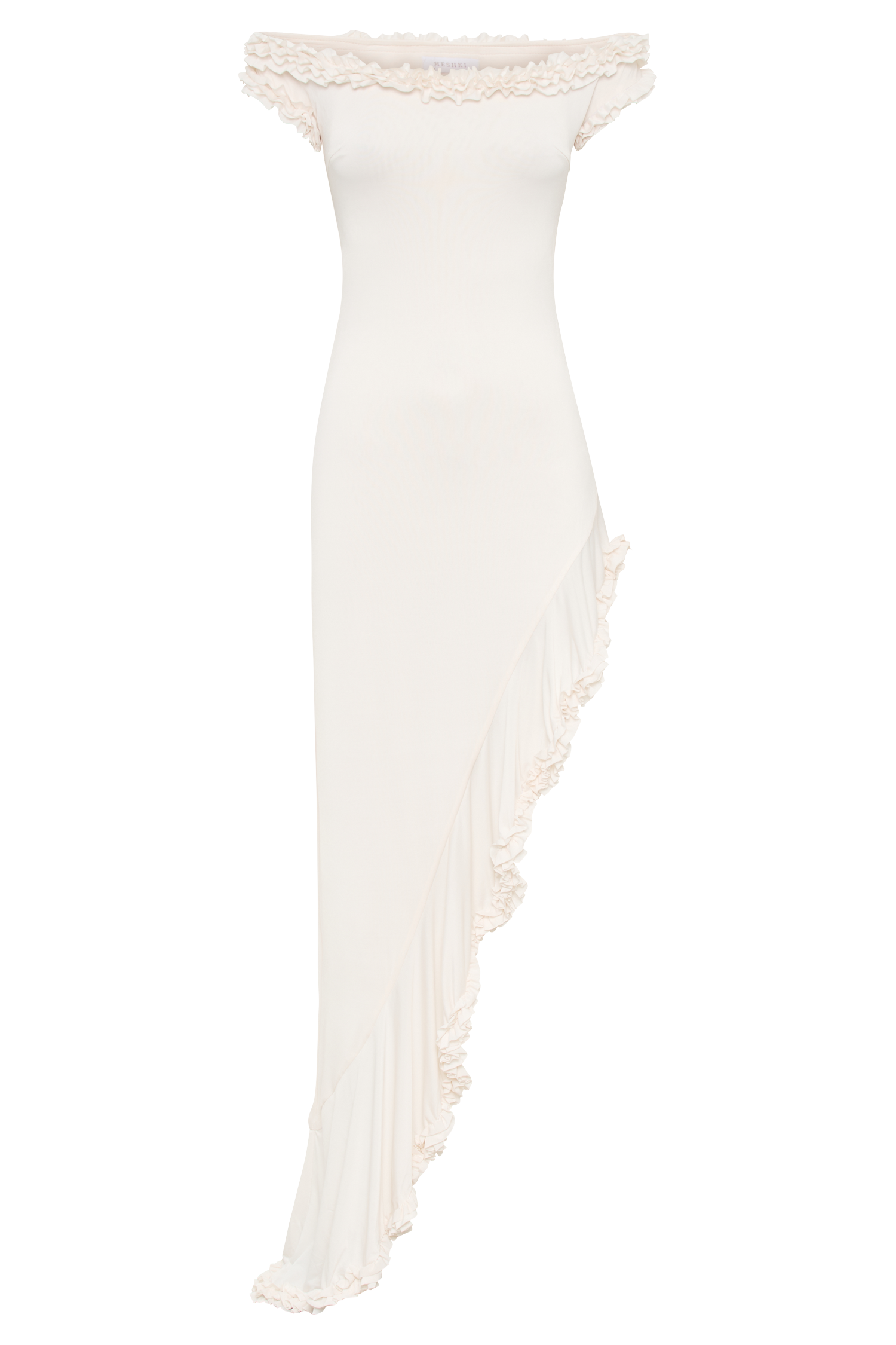 Arielle Off Shoulder Ruffle Midi Dress - Ivory #11