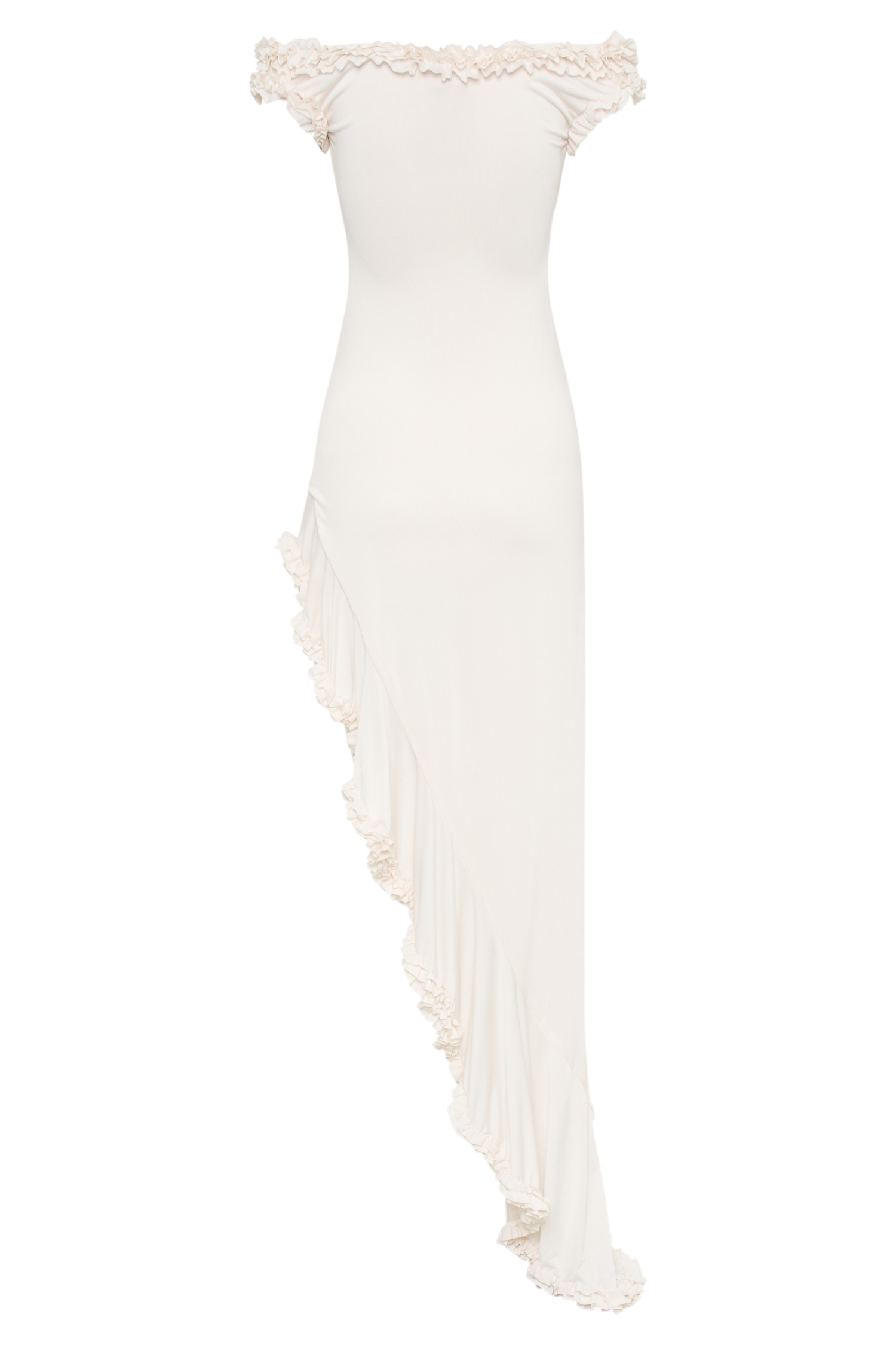 Arielle Off Shoulder Ruffle Midi Dress - Ivory #10