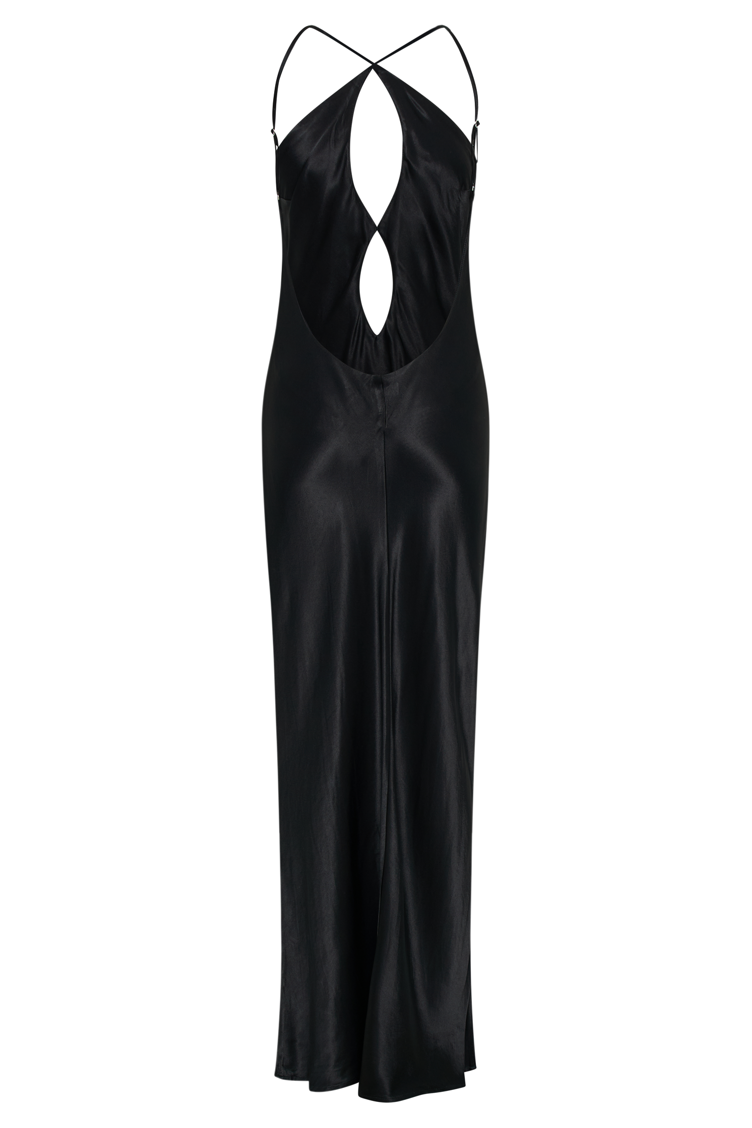 Lucia Satin Cut Out Maxi Dress - Black #12