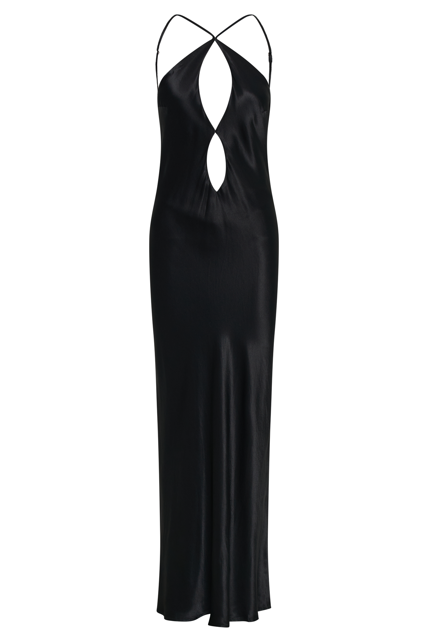 Lucia Satin Cut Out Maxi Dress - Black #11
