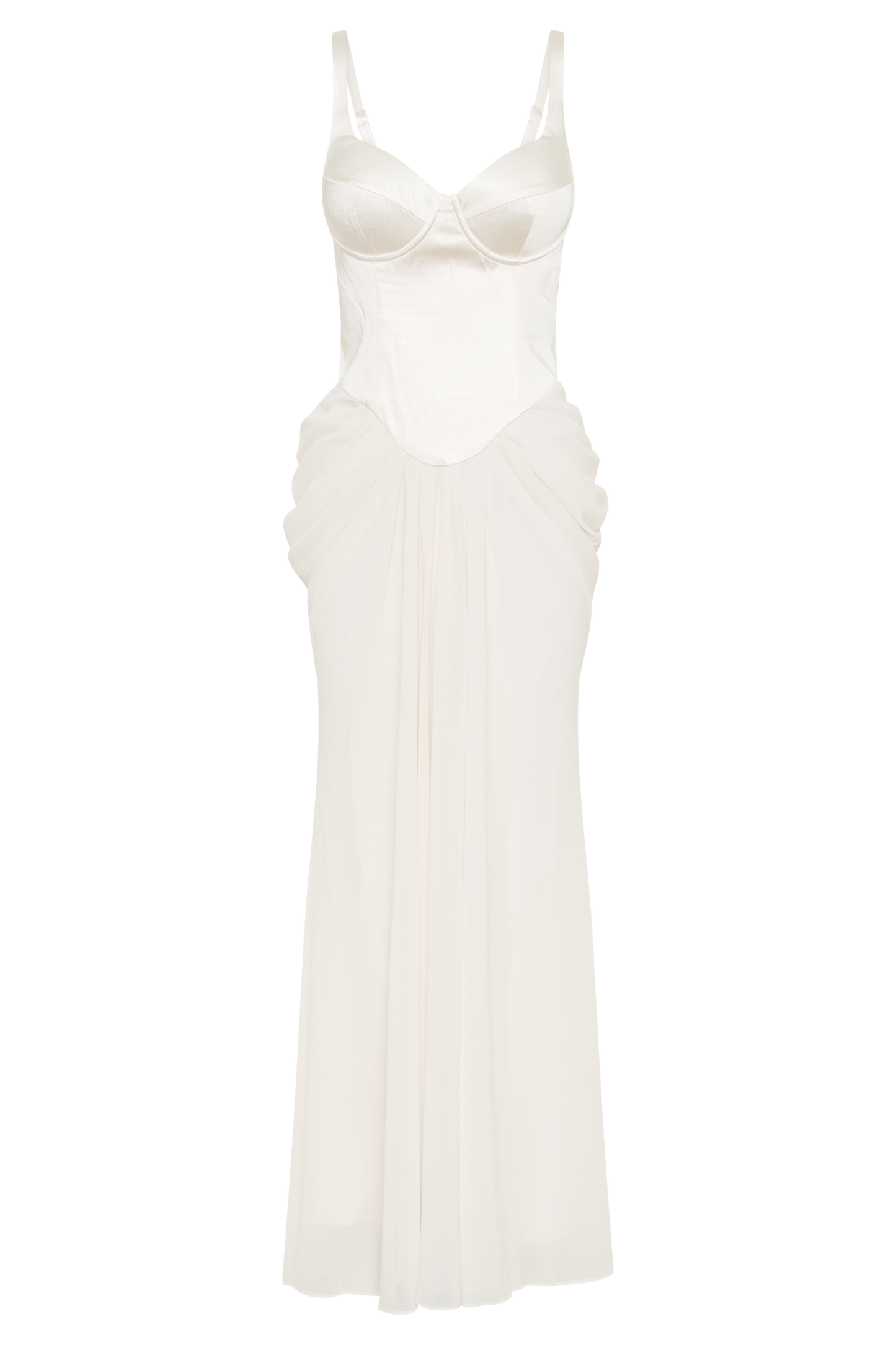 Leila Satin Corset Maxi Dress - Ivory