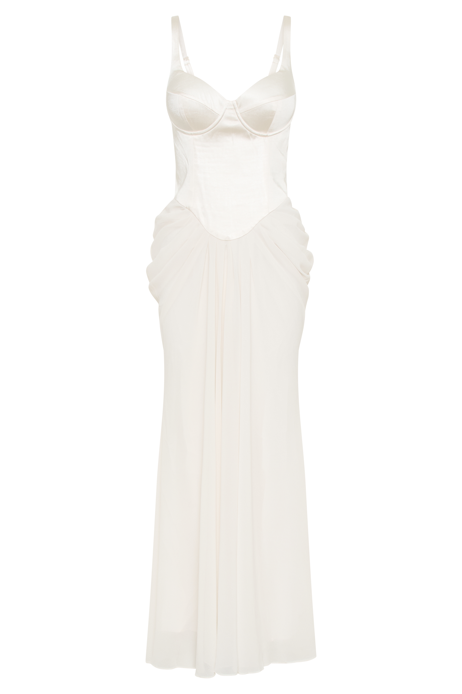 Leila Satin Corset Maxi Dress - Ivory #9