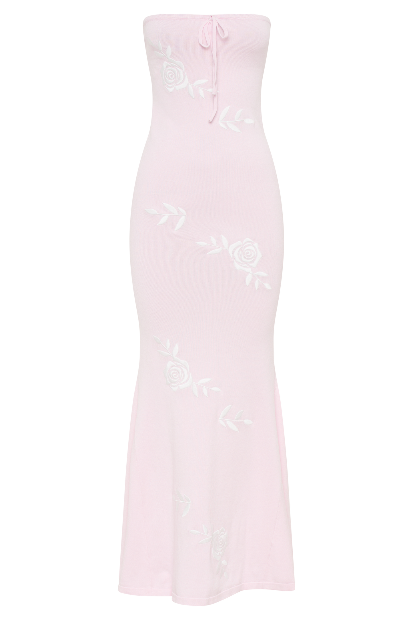 Lorelai Strapless Rose Knit Maxi Dress - Fairy Floss Pink