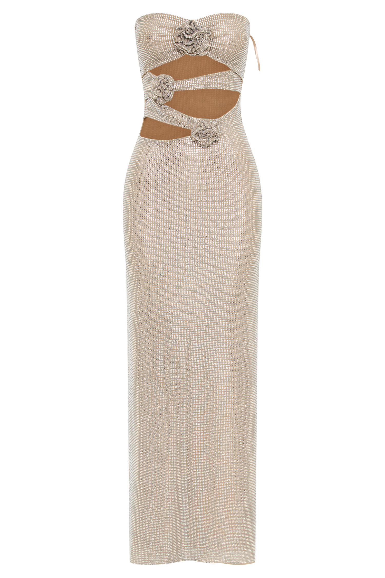 Stassie Strapless Rose Diamante Maxi Dress - Nude #10