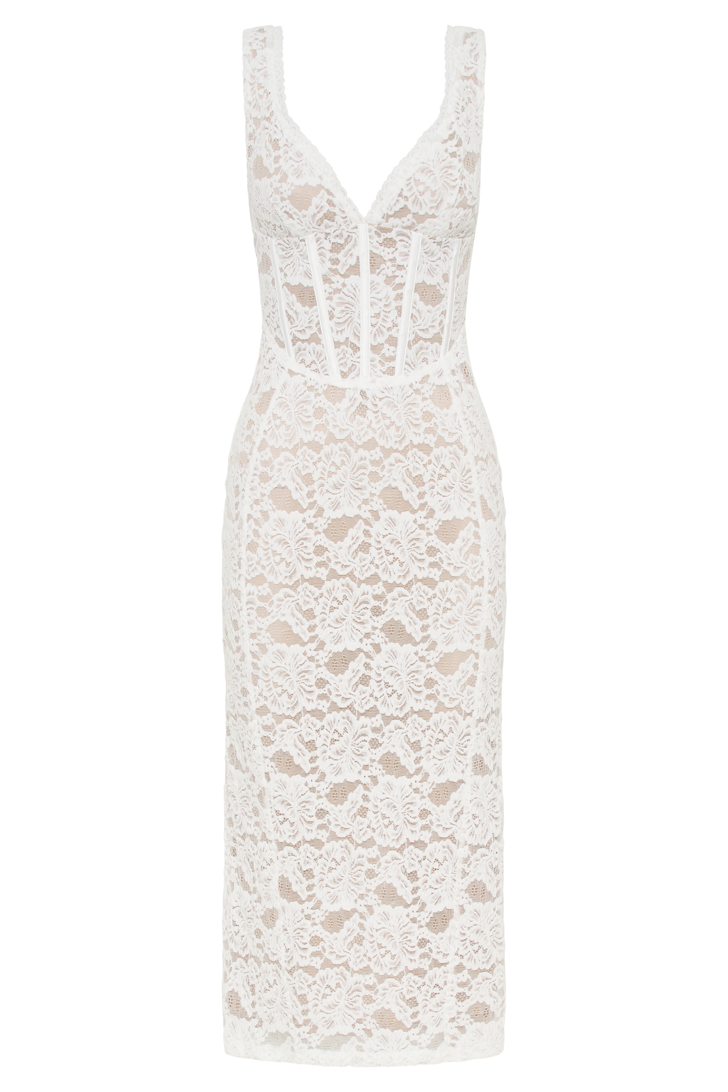 Doria Lace Plisse Midi Dress - Ivory #11