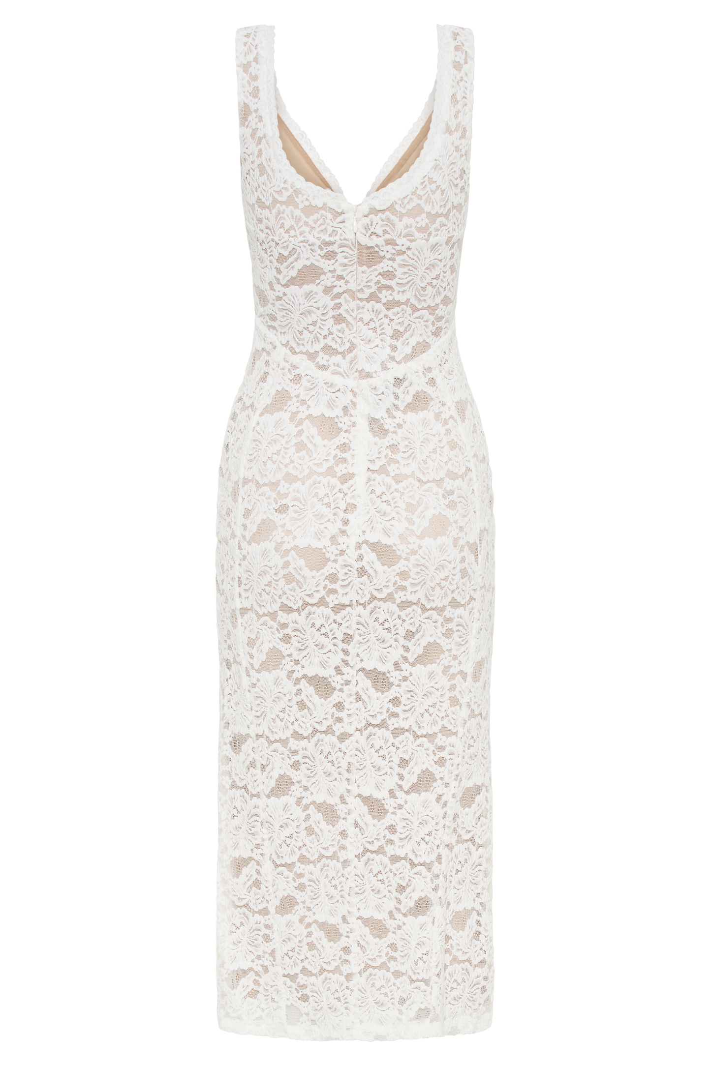 Doria Lace Plisse Midi Dress - Ivory