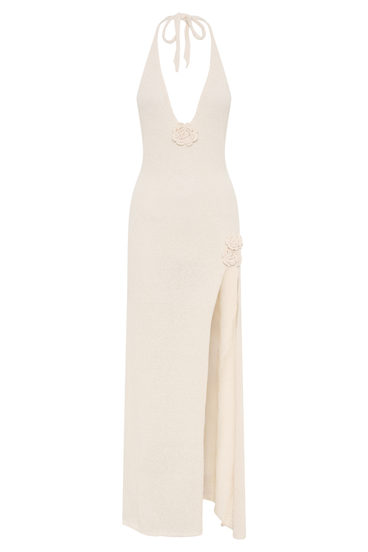 Cherie Knit Halter Maxi Dress - Nude