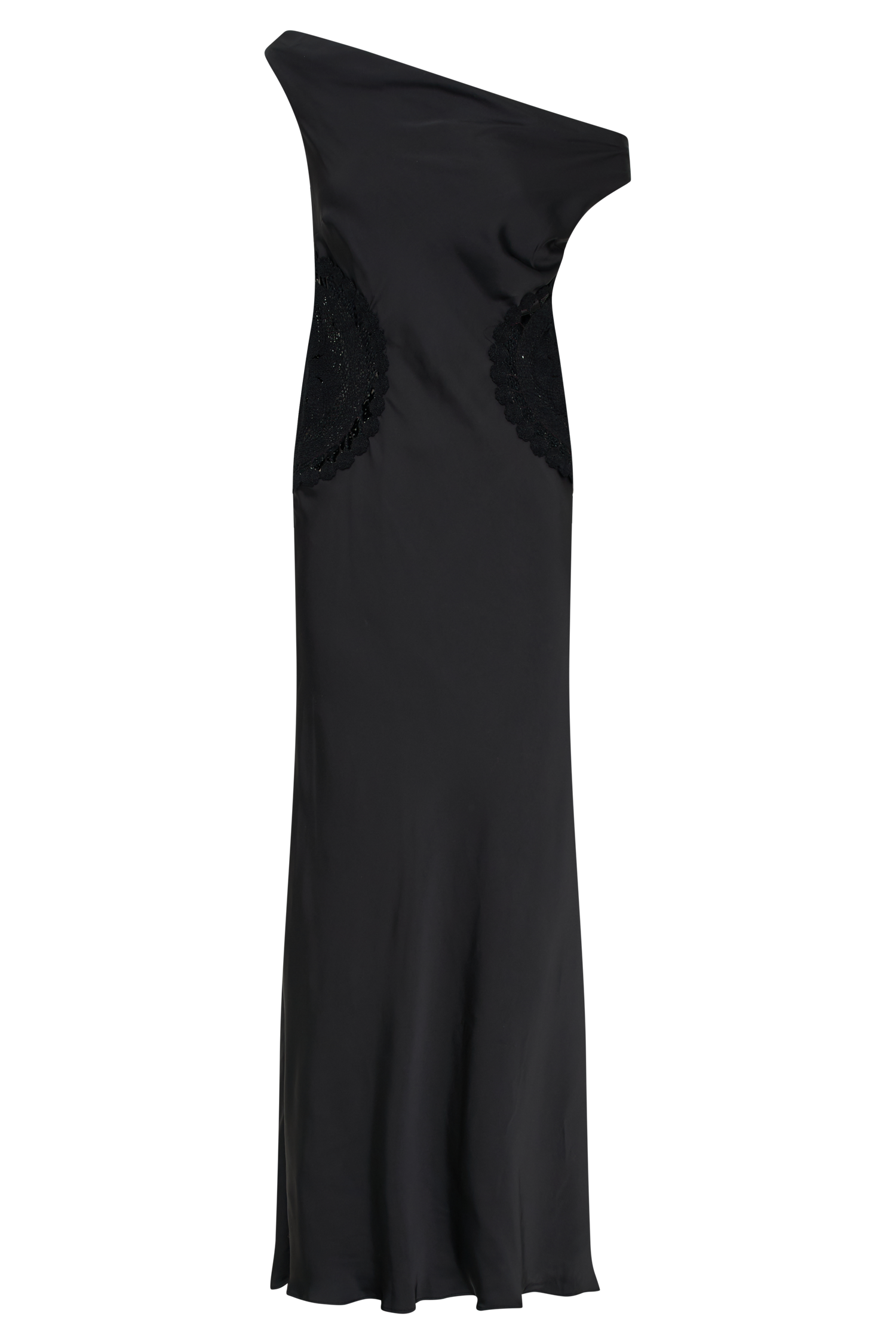 Kristina Satin Maxi Dress With Crochet - Black #8