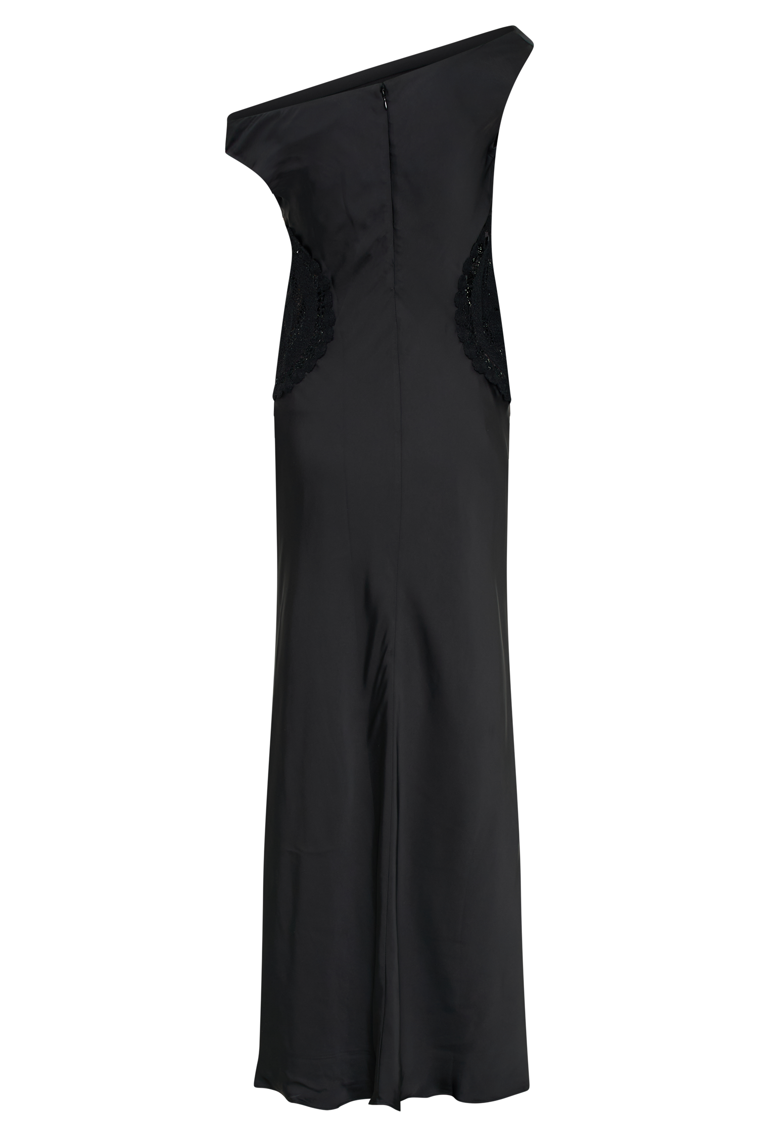 Kristina Satin Maxi Dress With Crochet - Black #7
