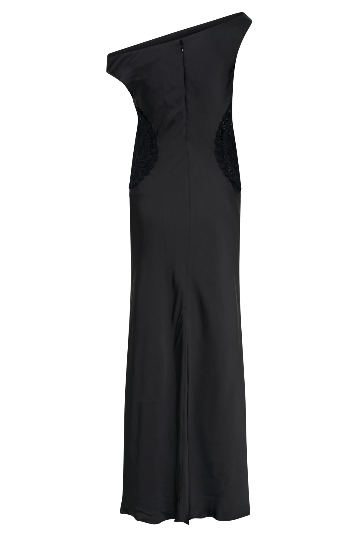 Kristina Satin Maxi Dress With Crochet - Black #7