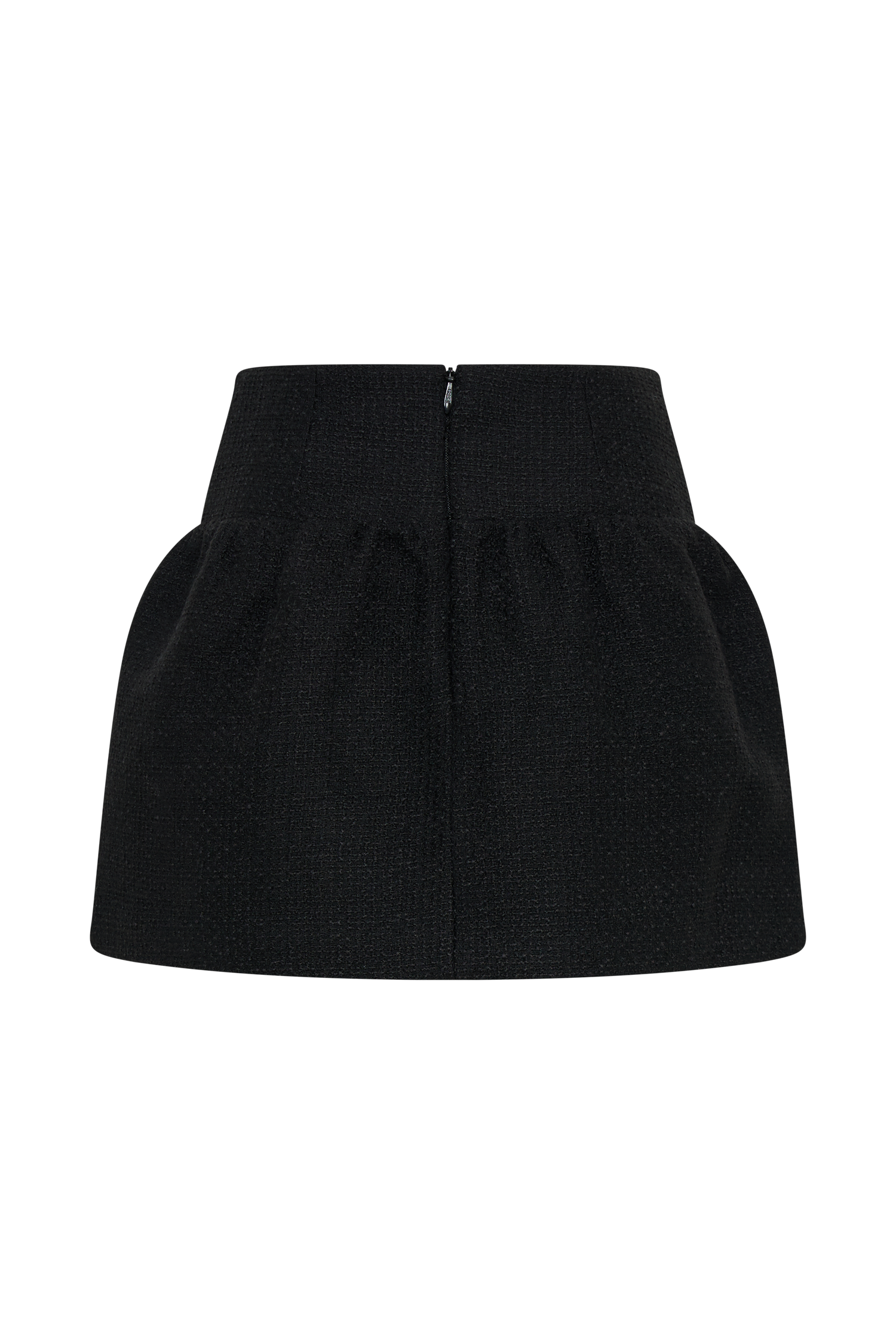 Cyrus Gathered Boucle Mini Skirt - Black #8