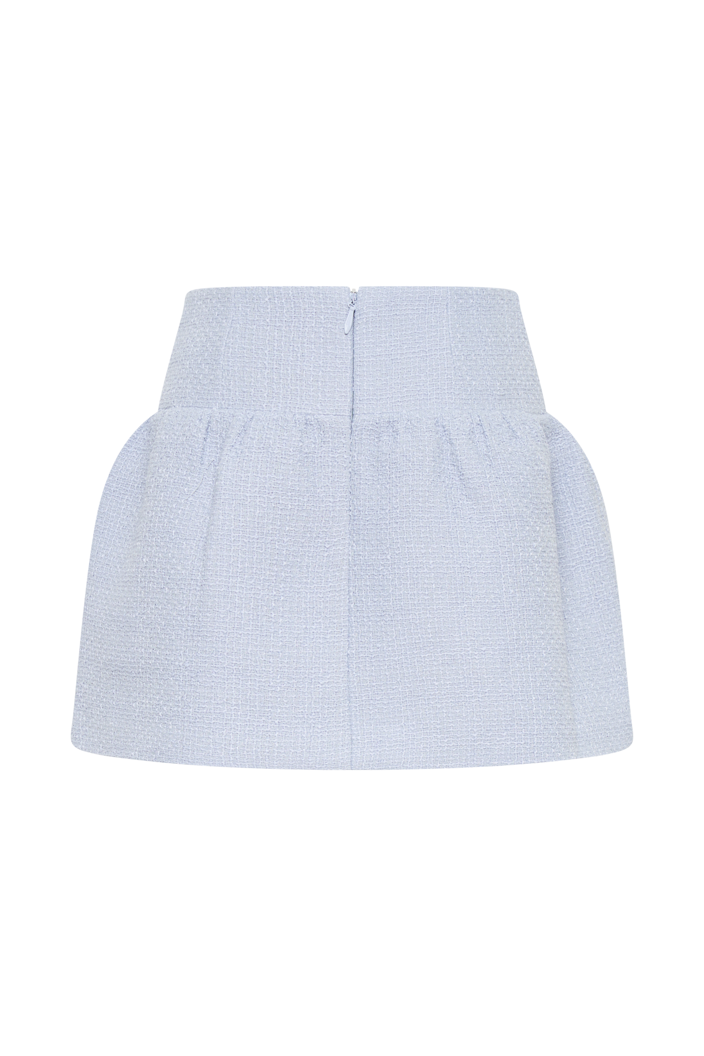 Cyrus Gathered Boucle Mini Skirt - Sky Blue