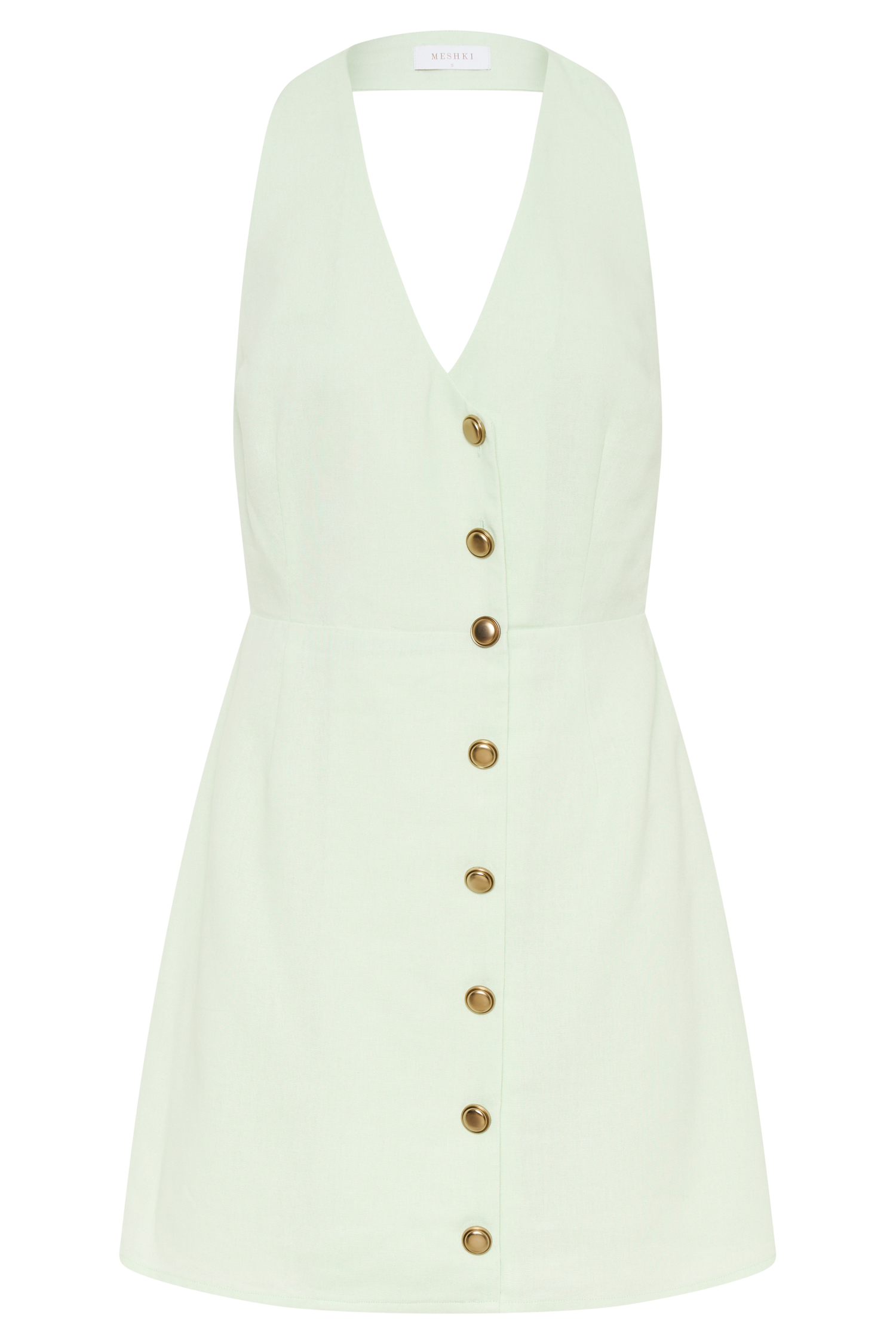 Lorraine Linen Halter Mini Dress - Mint #8