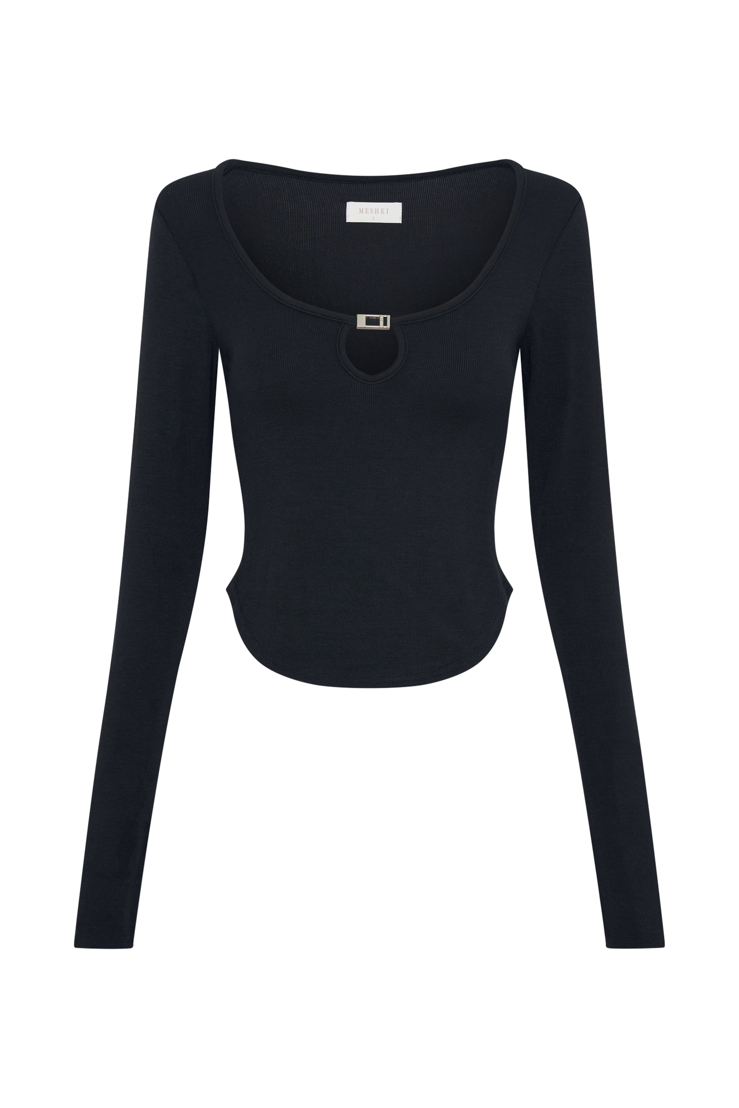 Natalia Modal Buckle Long Sleeve Top - Black #9