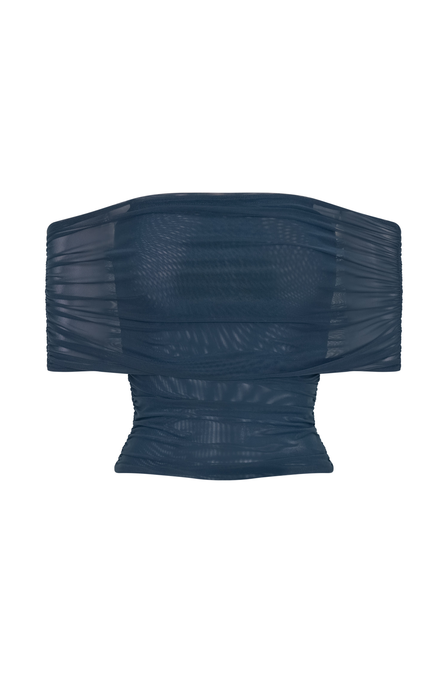 Arna Off Shoulder Mesh Crop Top - Midnight Blue #10