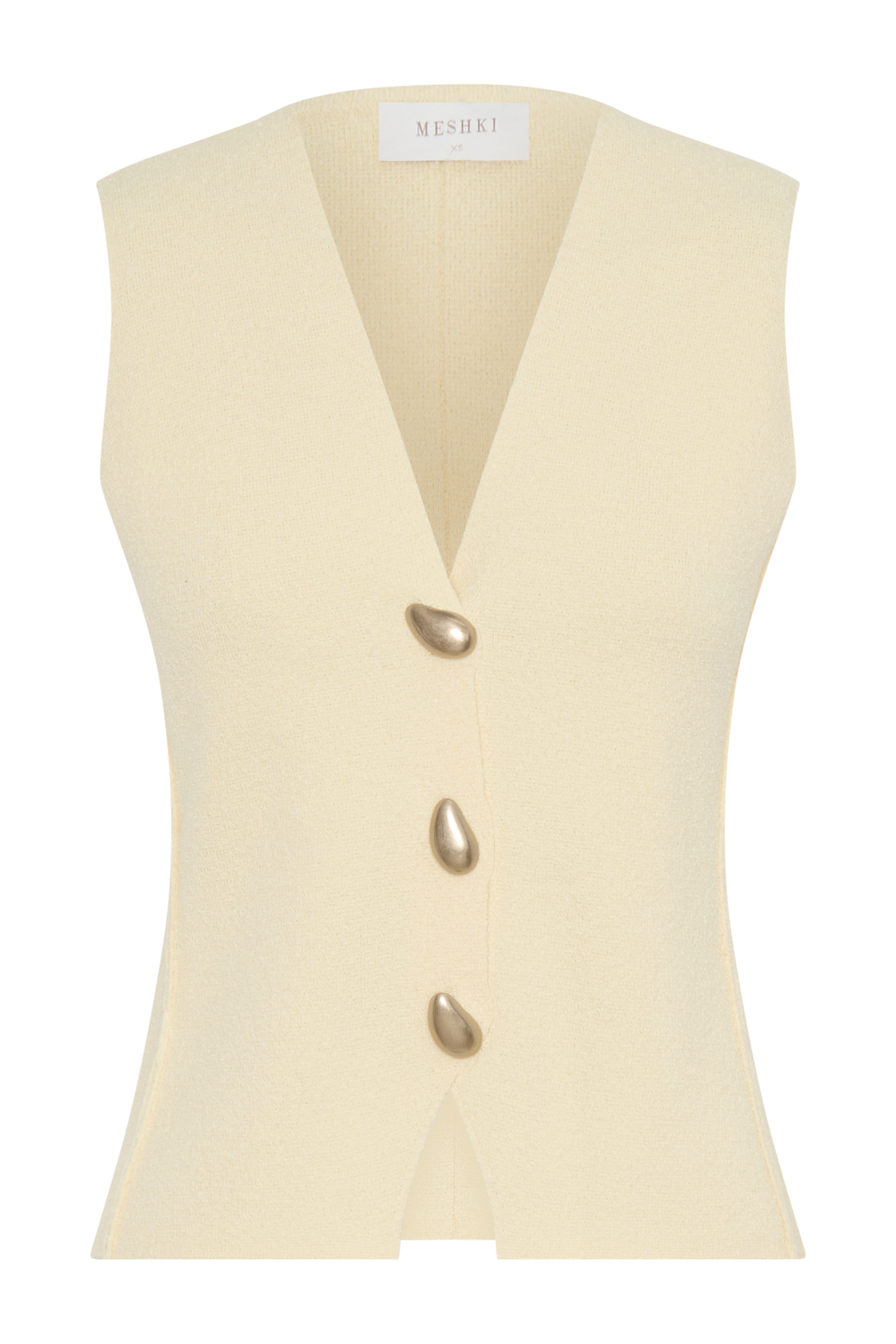 Malika Sleeveless Gold Button Vest - Lemon #9