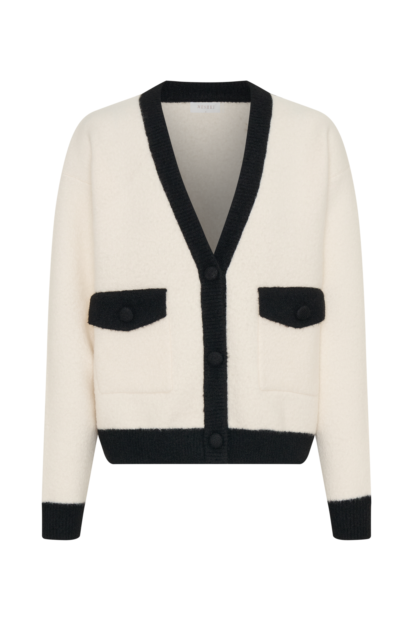 Evangeline Oversized Knit Cardigan - Black/White