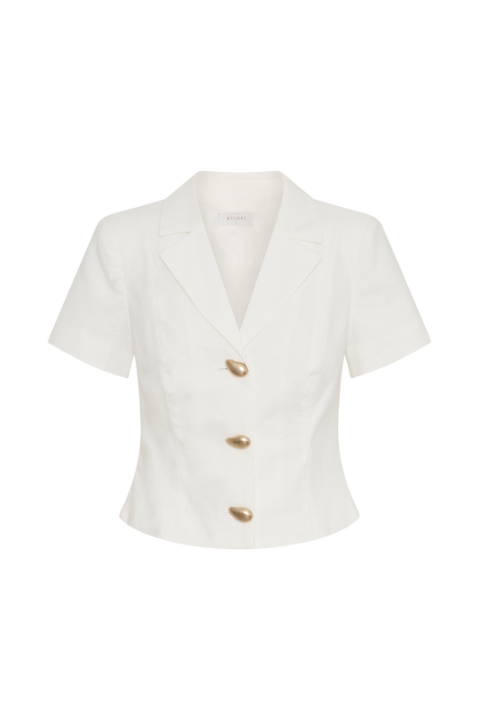 Ciara Linen Jacket - White