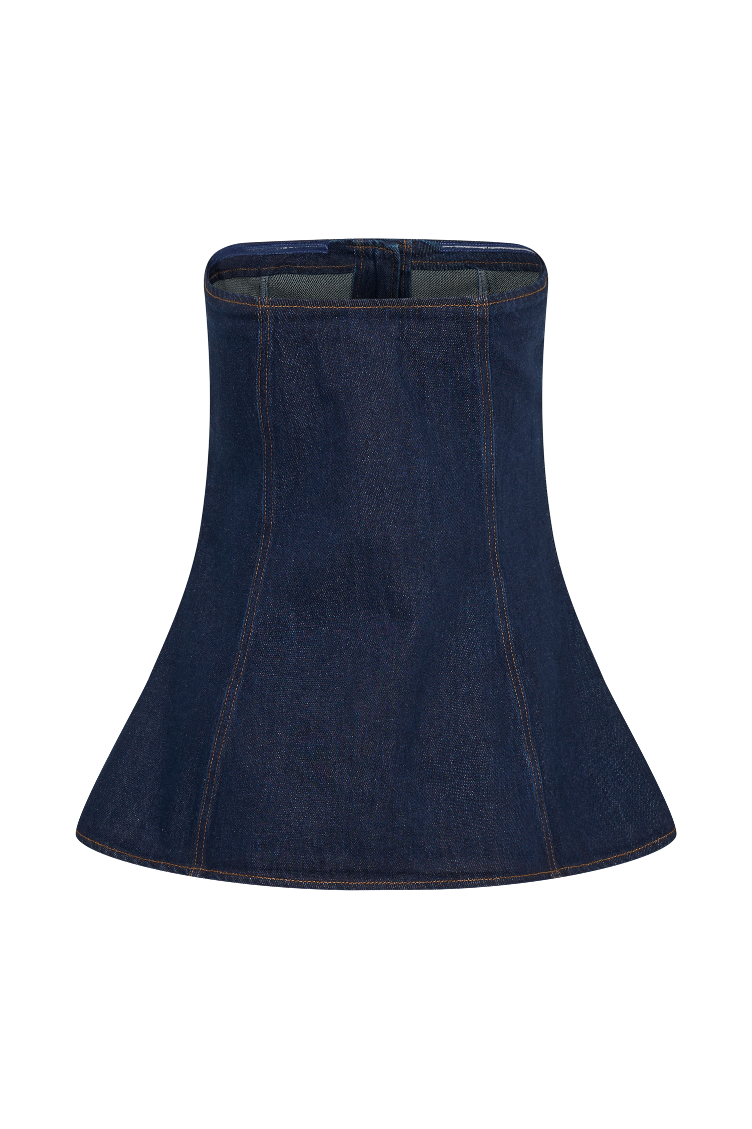 Lennox Strapless Long Line Button Top - Indigo Blue #8