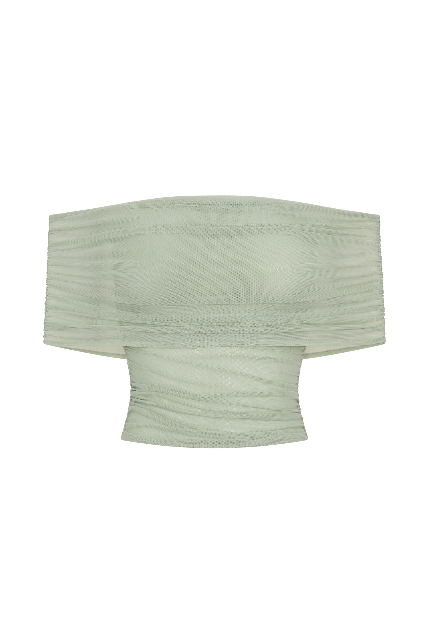 Arna Off Shoulder Mesh Crop Top - Basil #8